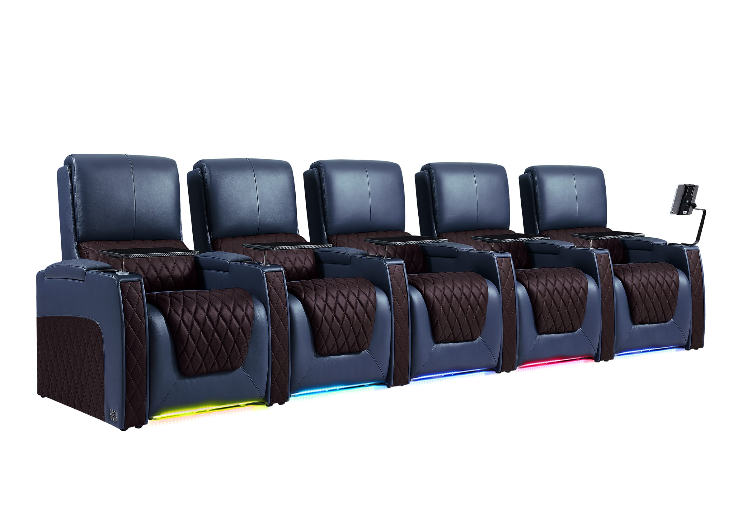 Weilianda AstroUltra Series Blue Custom Dual-Tone 5 Seater Couch Recliner with Adjustable Headrest & Lighting