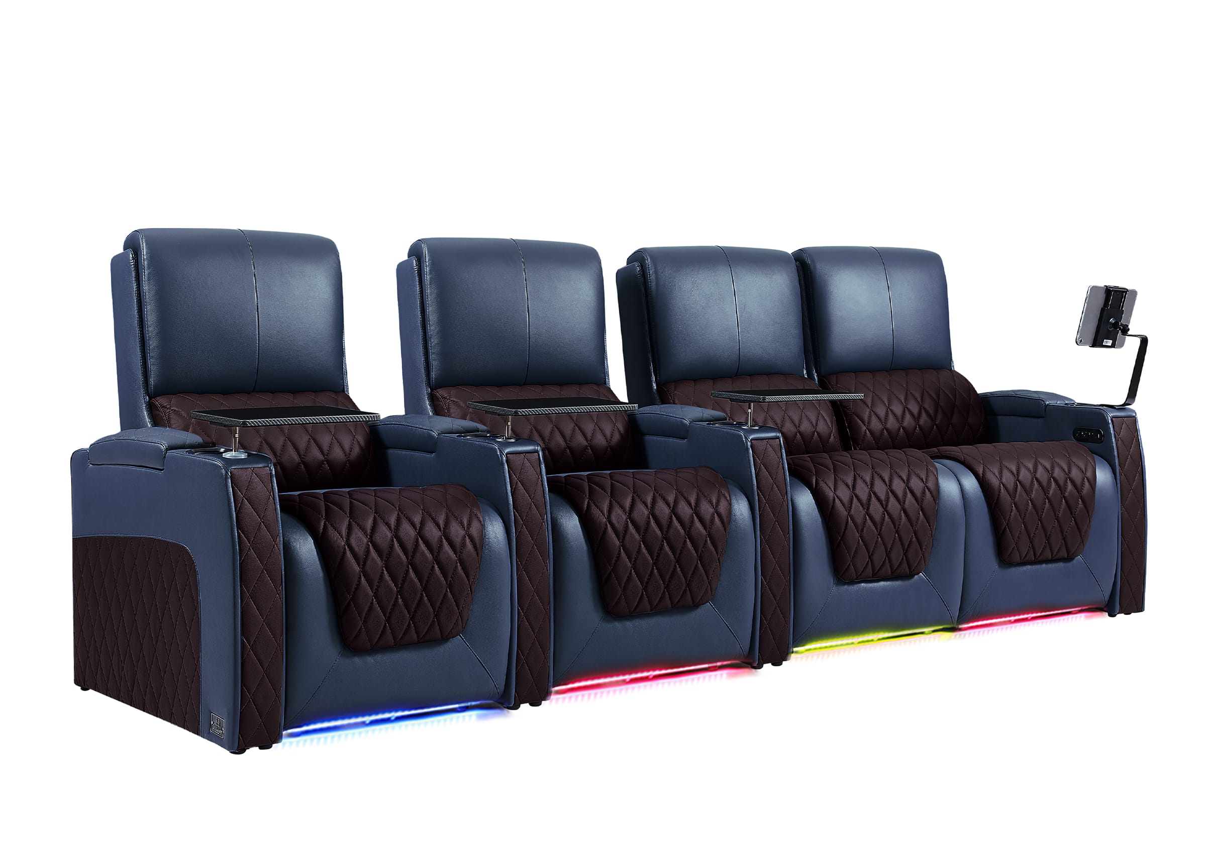 Weilianda AstroUltra Series Blue Custom Two-Tone 4-Seat Modern Recliner Chair with USB Ports