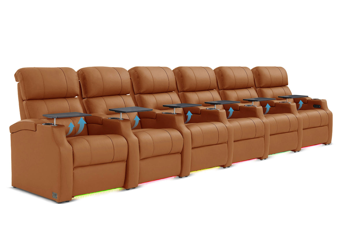 Weilianda Vanguard Lumbar Series 6-Seat Electric Reclining Chairs with Bulit-In Lumbar Support for Movie Night