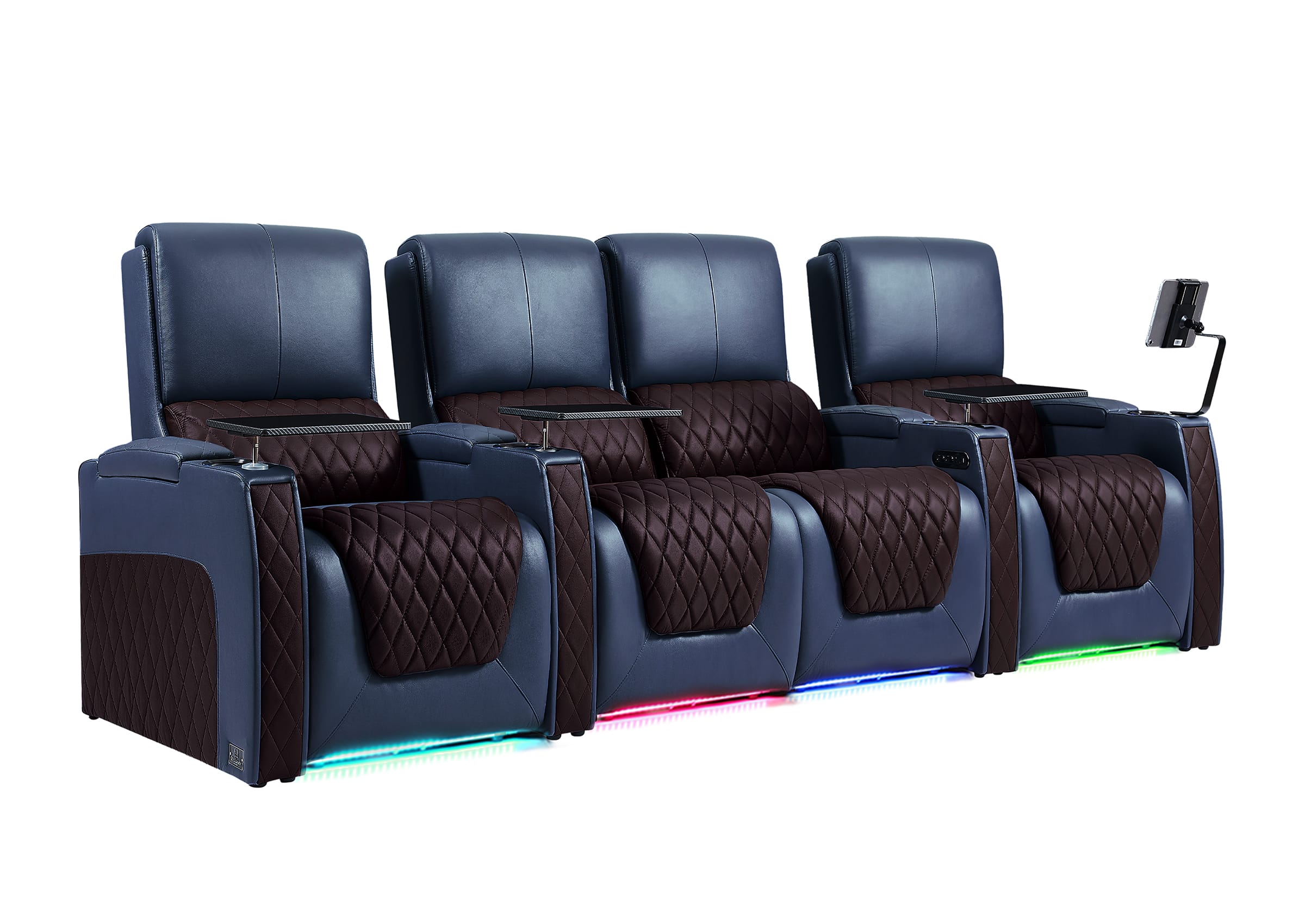 Weilianda AstroUltra Series Blue Custom Two-Tone 4-Seat Modern Recliner Chair with USB Ports