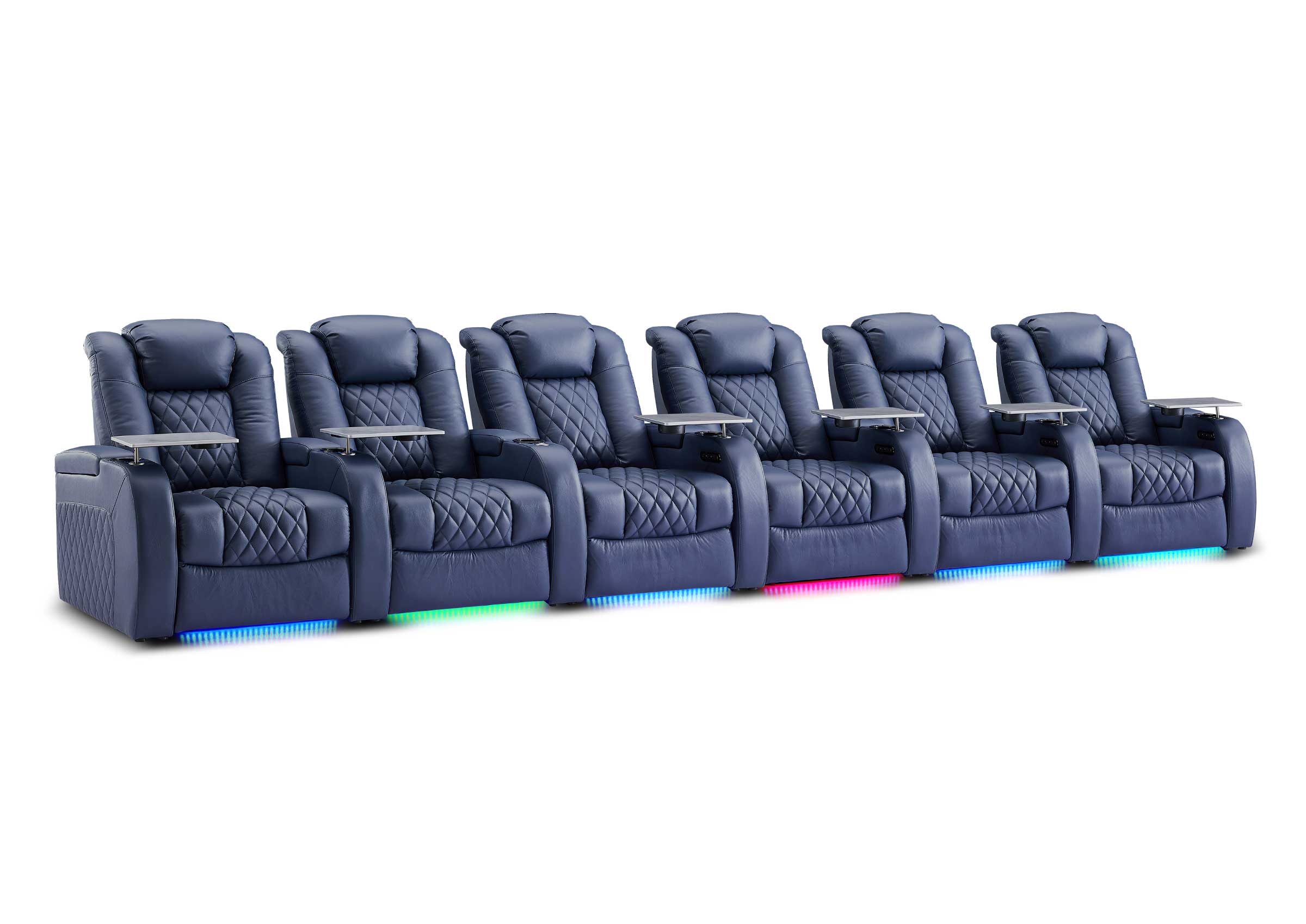 Weilianda FortLux XL Series – Oversized, Big & Tall 6-Seat Genuine Leather Recliner for Home Theater