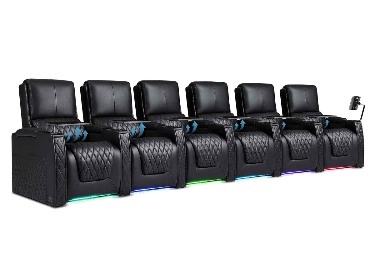 Weilianda AstroUltra Lumbar Series 6-Seat Electric Theater Recliner with Bulit in Lumbar Support | 7-Color LED Lighting