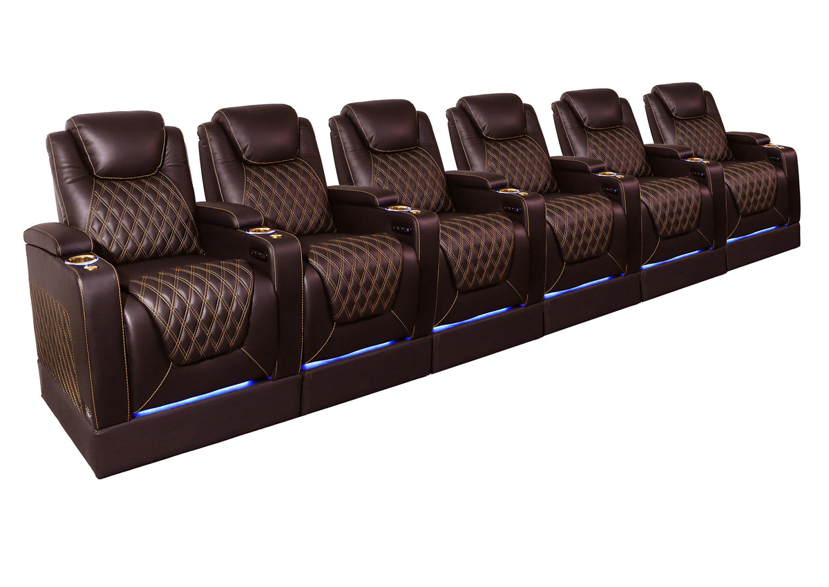 Weilianda Chic Riser Series Six-Seat Ergonomic Theater Recliner | Modern Recliner Chair for Media Room