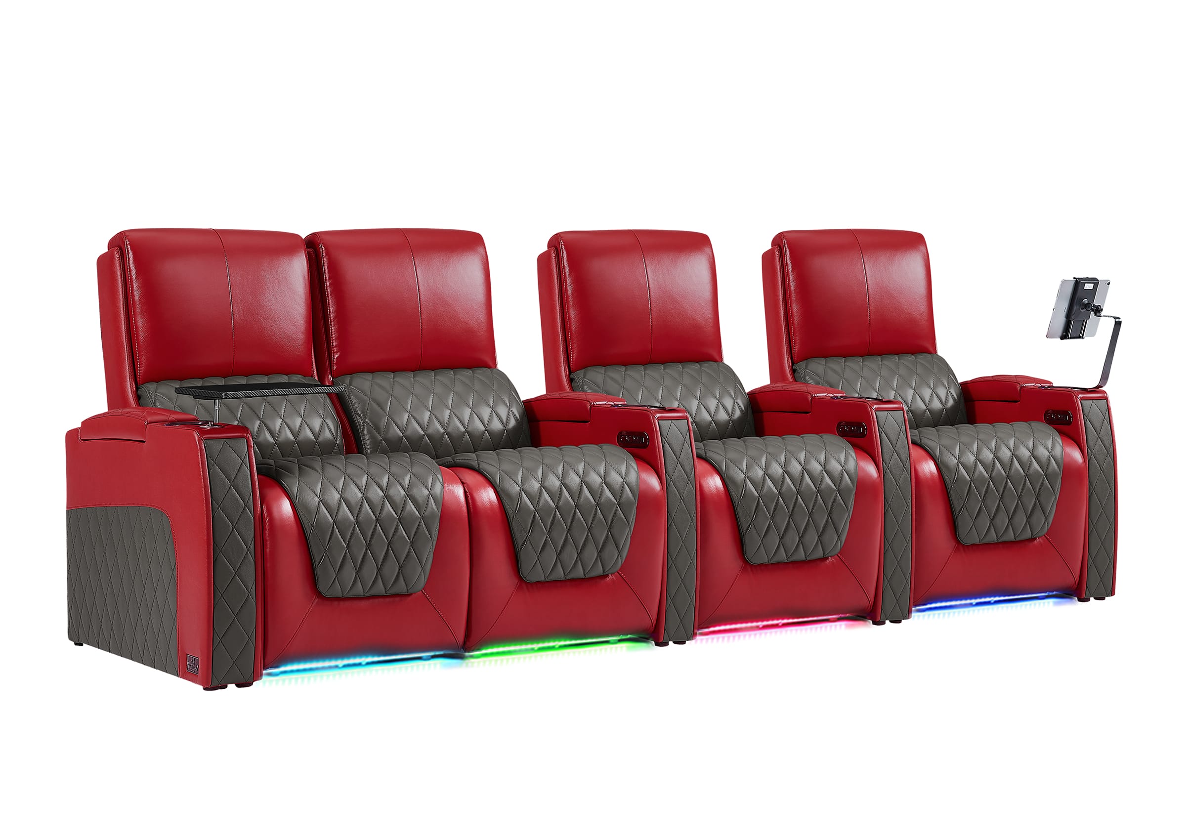 Weilianda AstroUltra Series Red Custom Two-Tone 4-Seat Genuine Sofa with USB Charging