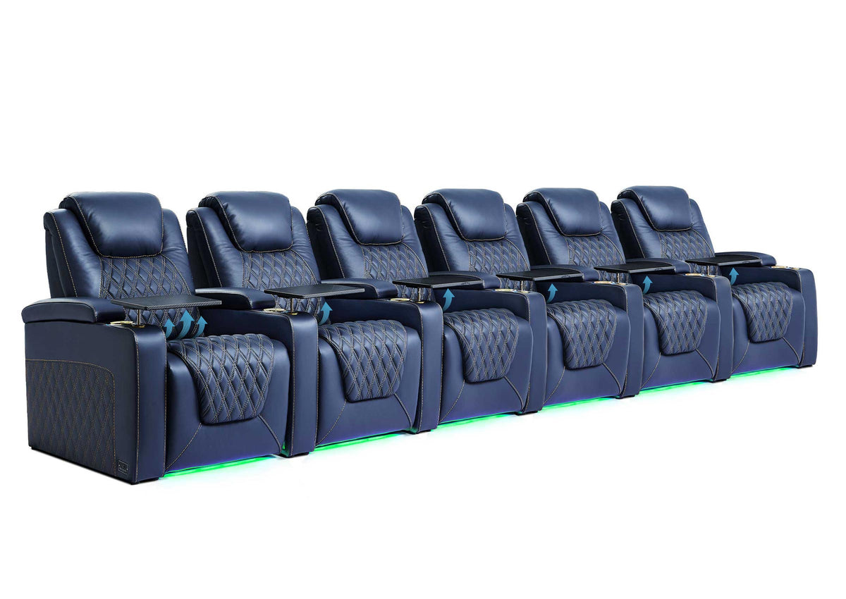 Weilianda Chic Lumbar Series Power Theater Recliner Row of 6 with Ergonomic Lumbar Support