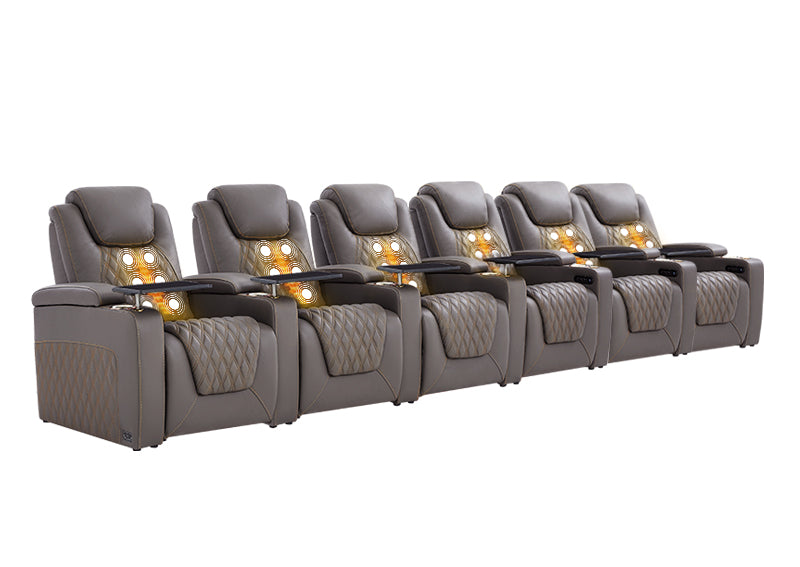Weilianda Chic Massage Series Six Seat Movie Theater Recliner | Top-Grain Leather Sofa