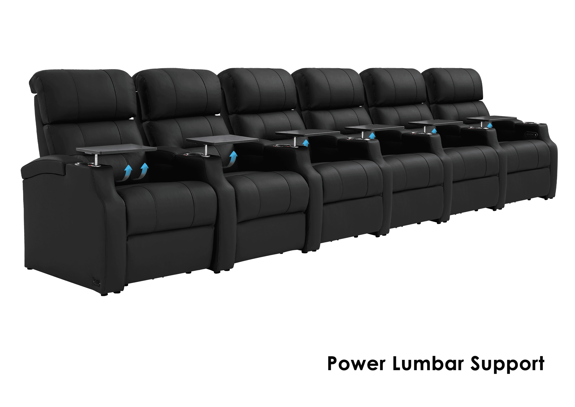 Weilianda Vanguard Lumbar Series 6-Seat Electric Reclining Chairs with Bulit-In Lumbar Support for Movie Night
