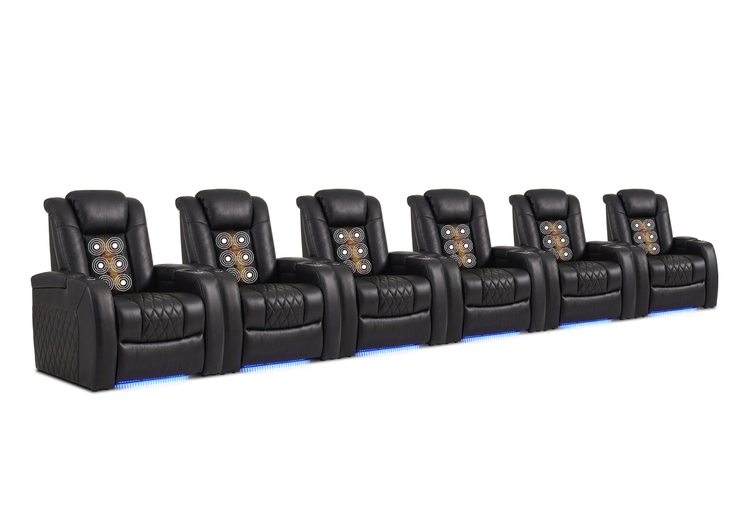 Weilianda FortLux Massage Series Custom 6-Seat Home Theater Recliners | 3-Level Massage, Zero Gravity & LED Ambient Lighting
