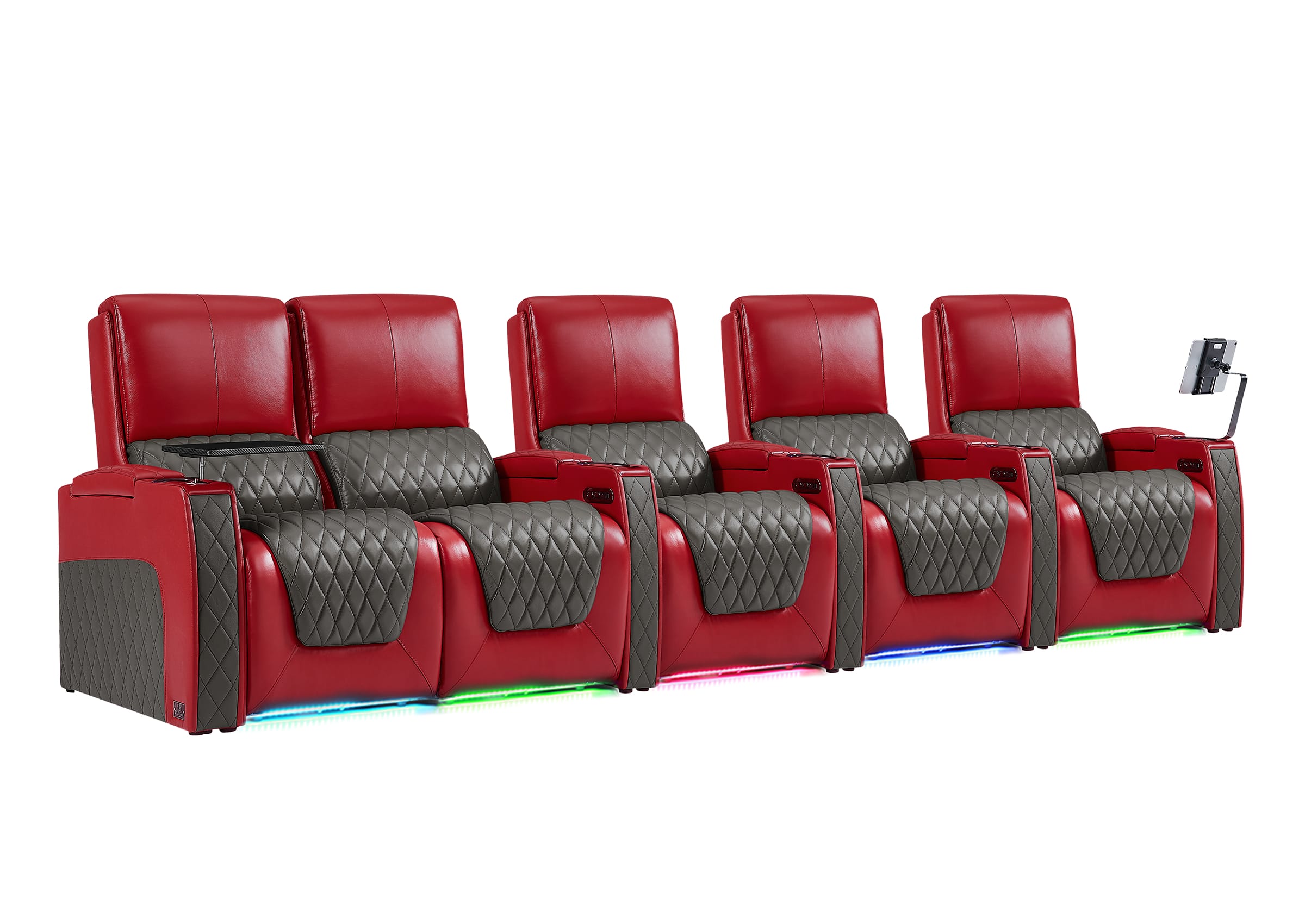 Weilianda AstroUltra Series Red Custom Dual-Tone Power Recliner with Zero Gravity Seating 5-Seater