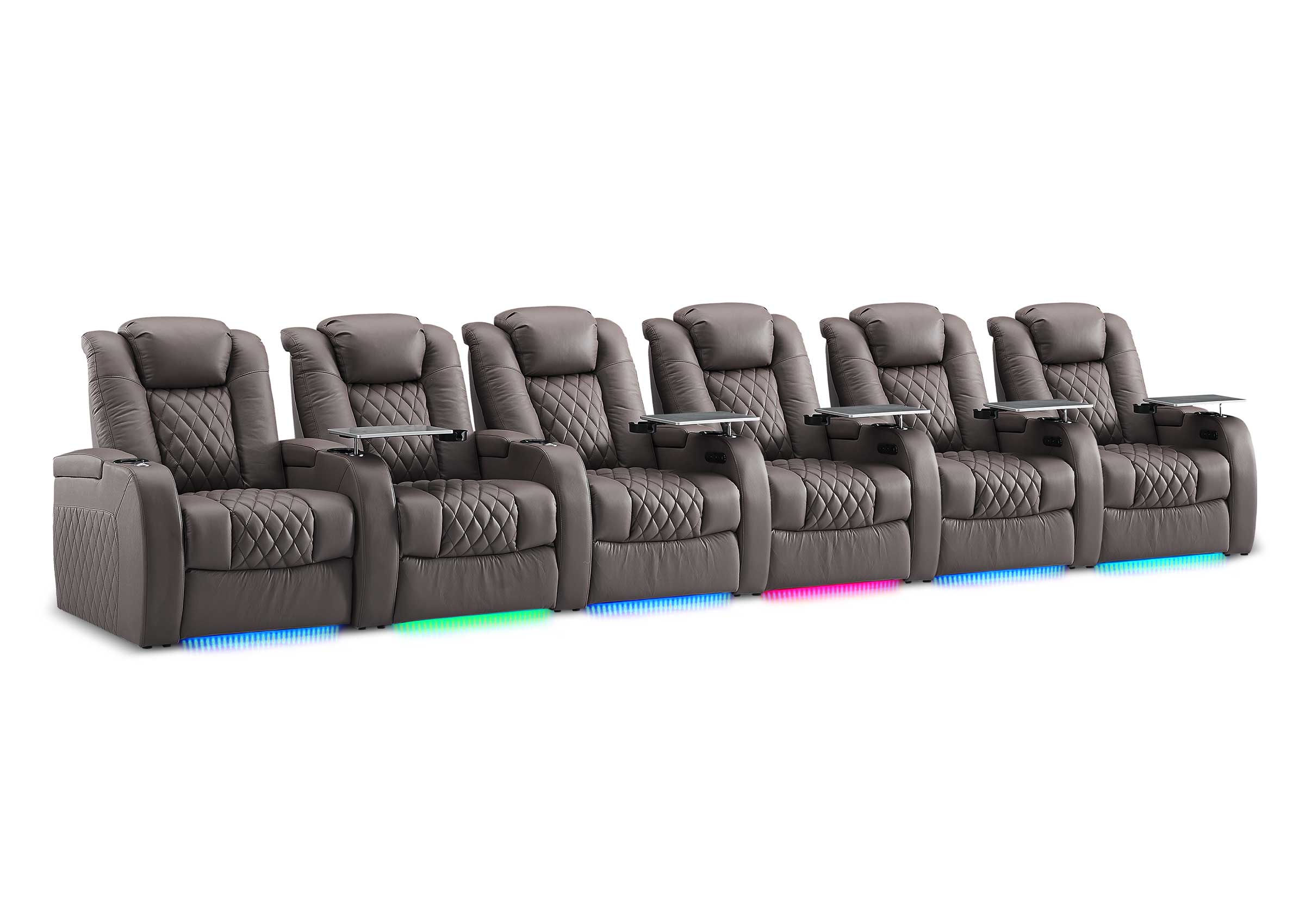 Weilianda FortLux XL Series – Oversized, Big & Tall 6-Seat Genuine Leather Recliner for Home Theater