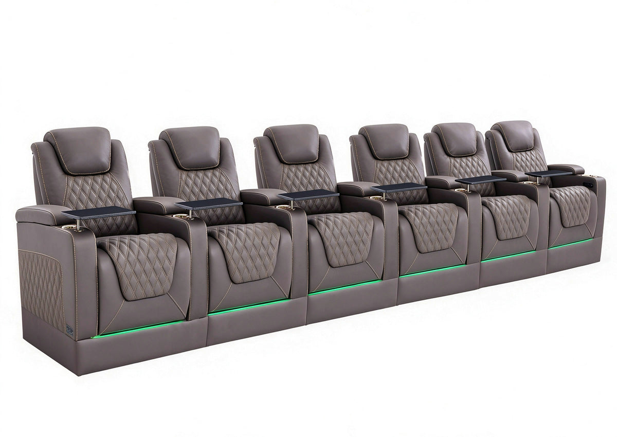 Weilianda Chic Riser Series Six-Seat Ergonomic Theater Recliner | Modern Recliner Chair for Media Room