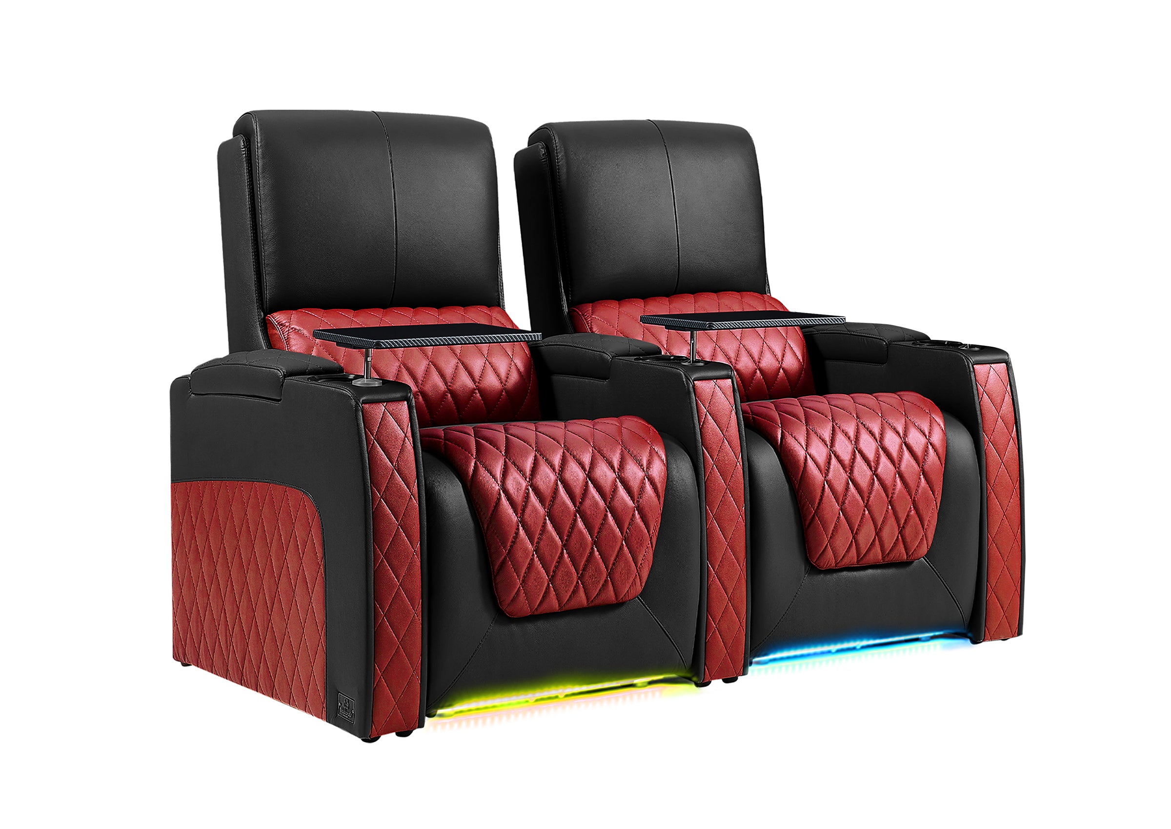 Weilianda AstroUltra Series Black Custom Dual-Color 2-Seat Home Cinema Sofa with Adjustable Headrest & Footrest