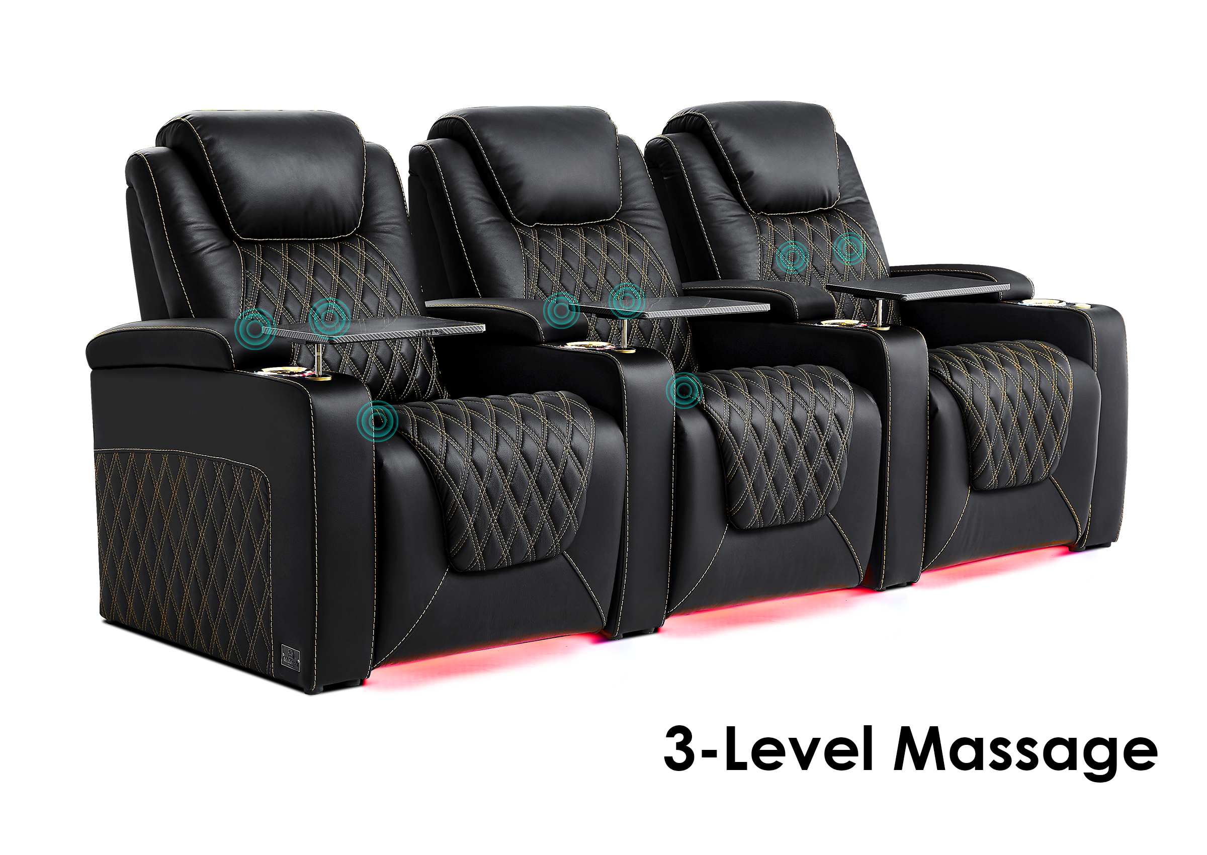 Weilianda LumiChic Massage Series Three-Seat Genuine Leather Sofa | Power Headrest & Footrest