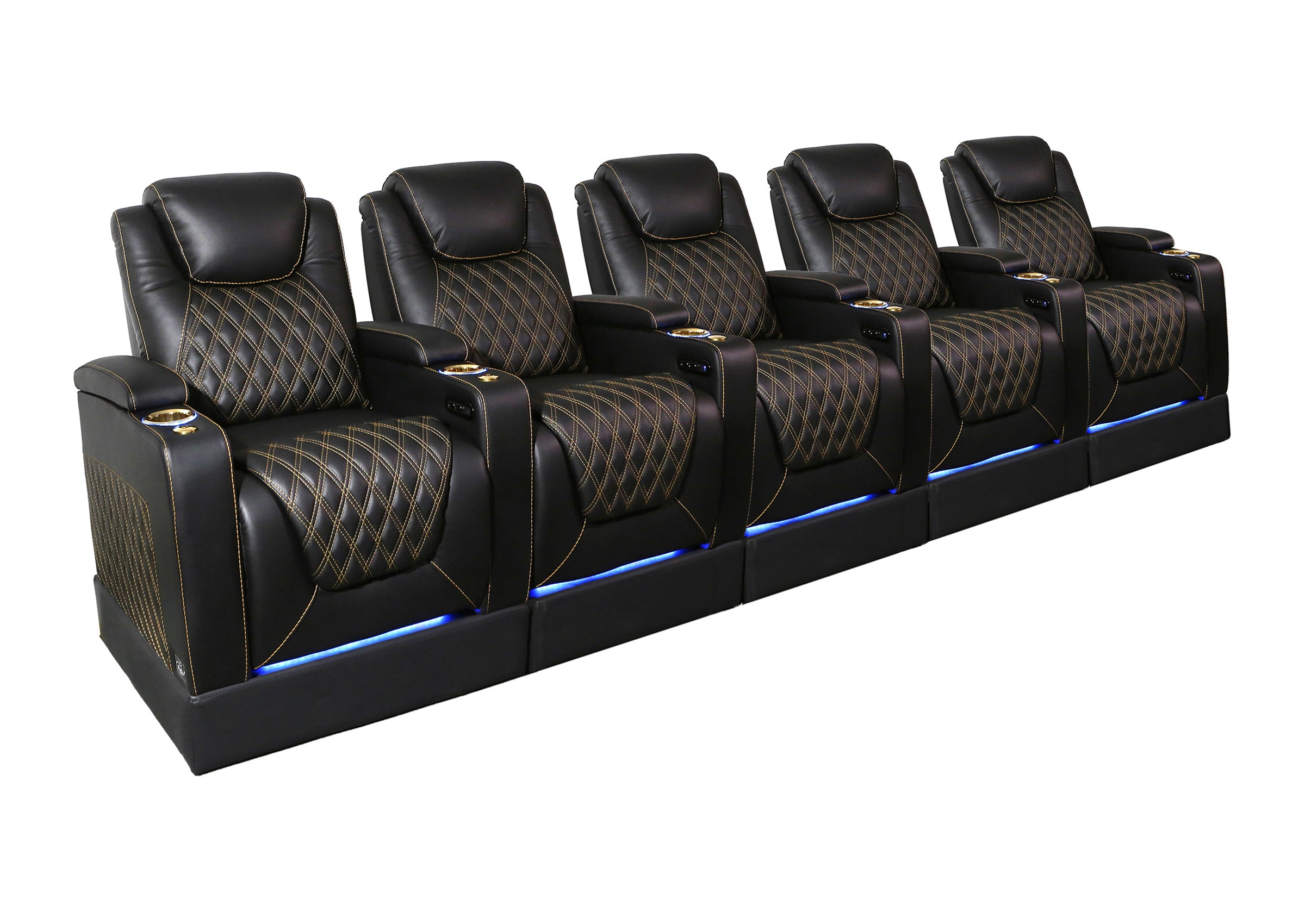 Weilianda Chic Riser Series 5-Seat Movie Theater Seating | Genuine Leather Sofa