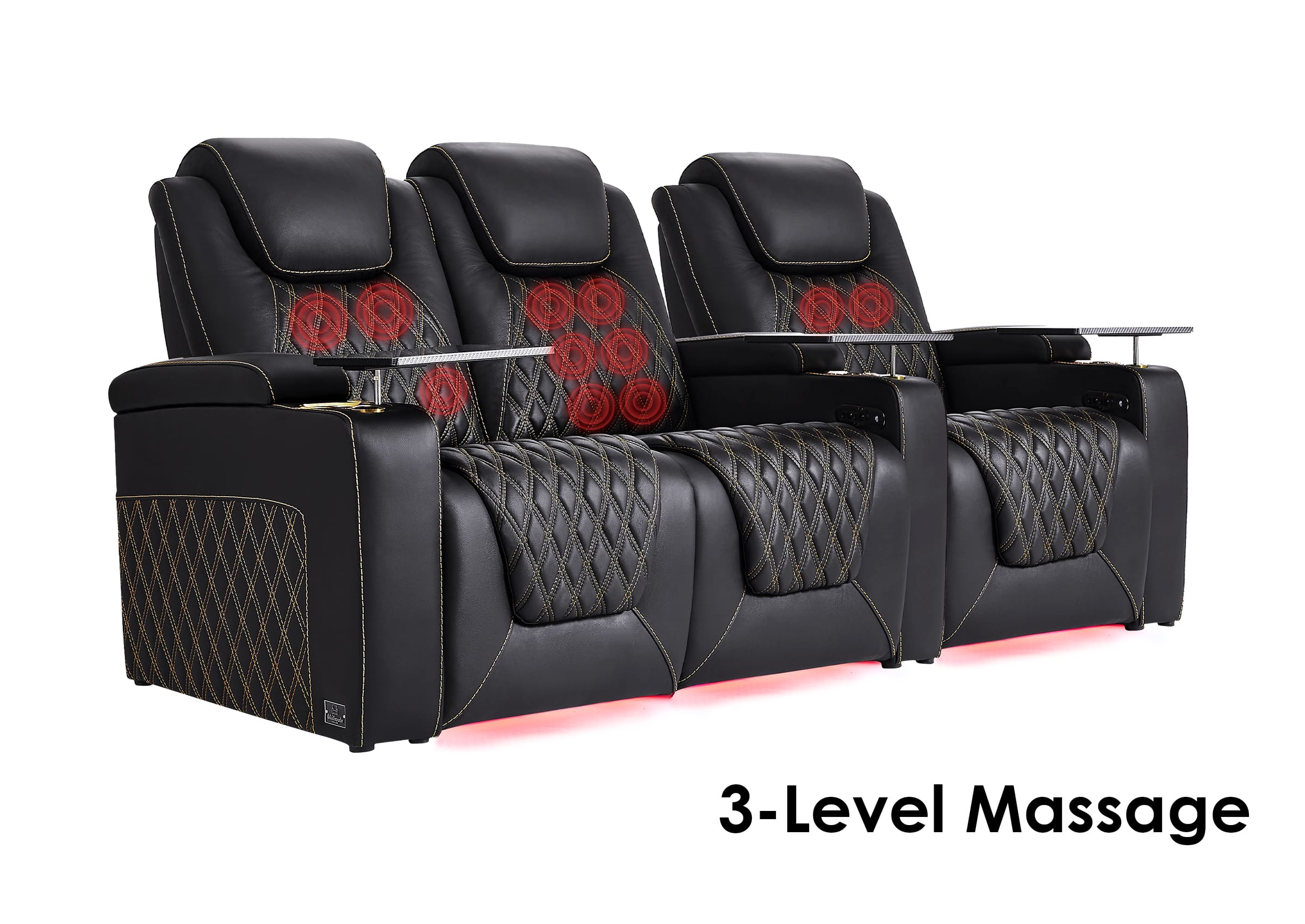 Weilianda LumiChic Massage Series Three-Seat Genuine Leather Sofa | Power Headrest & Footrest