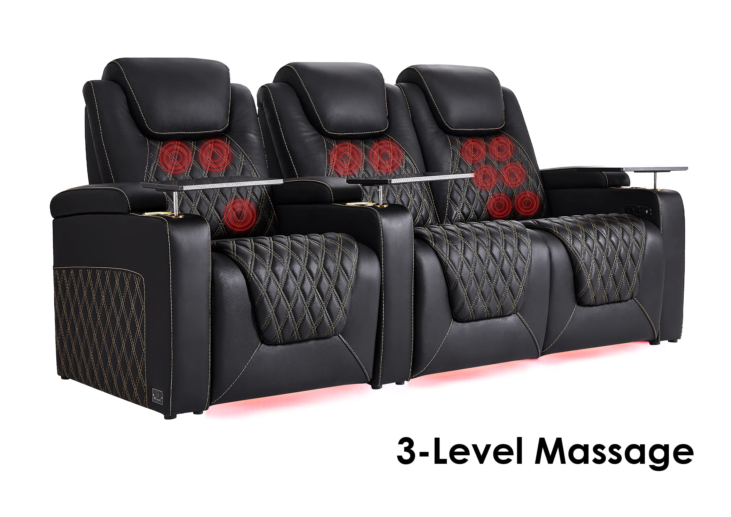 Weilianda LumiChic Massage Series Three-Seat Genuine Leather Sofa | Power Headrest & Footrest
