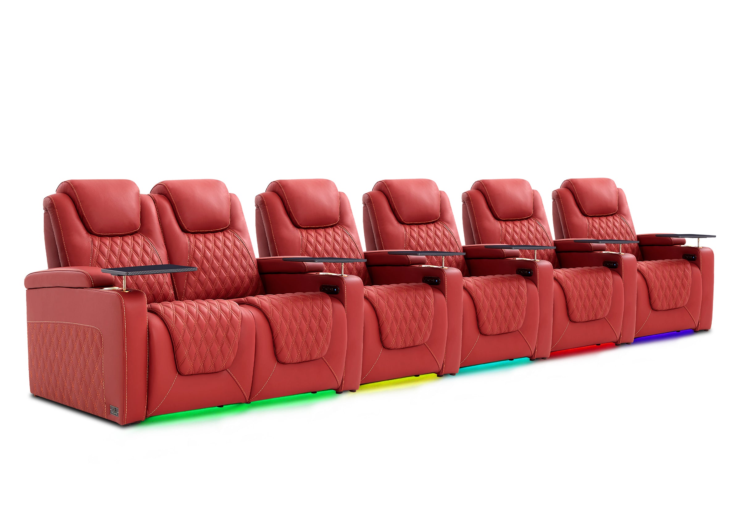 CLOSEOUT! Weilianda Chic Series 6-Seat Home Theater Power Recliner | Zero Gravity, Multicolor LED, Power Headrest