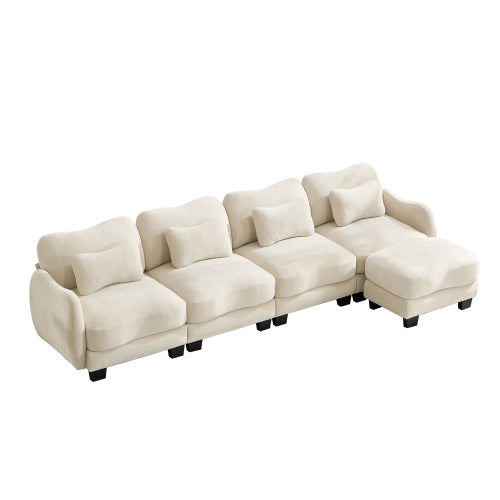 Oversized U-Shaped Chenille Sectional with Dual Movable Ottomans