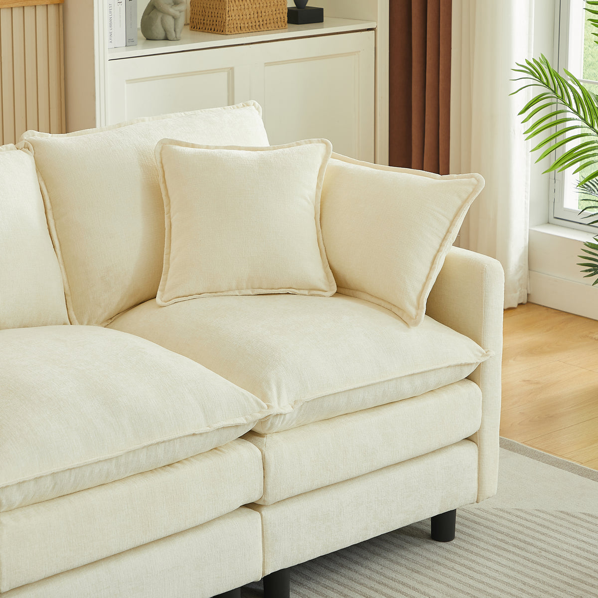 Spacious 106" U-Shaped Cloud Modular Sectional with Movable Ottoman