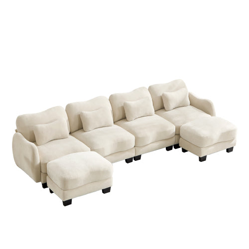 Oversized U-Shaped Chenille Sectional with Dual Movable Ottomans