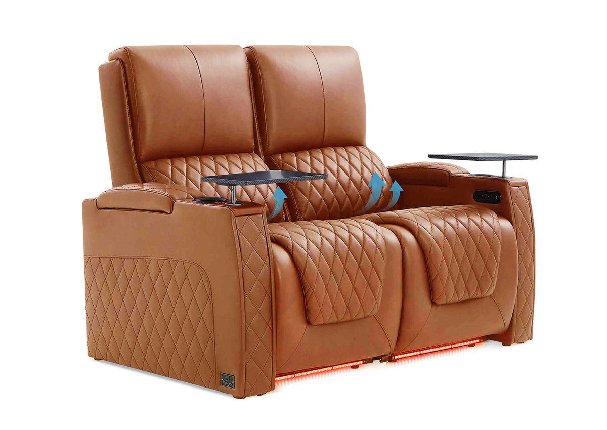 Weilianda AstroUltra Lumbar Series Two Seat Top Grain Leather Sofa with Built-in Lumbar Support