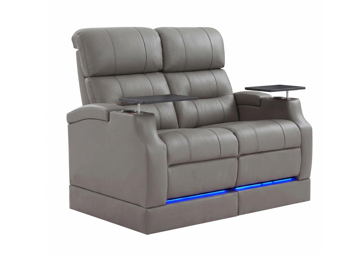 Weilianda Vanguard Riser Series 2-Seat Genuine Leather Sofa | Ambient Lighting for Media Room