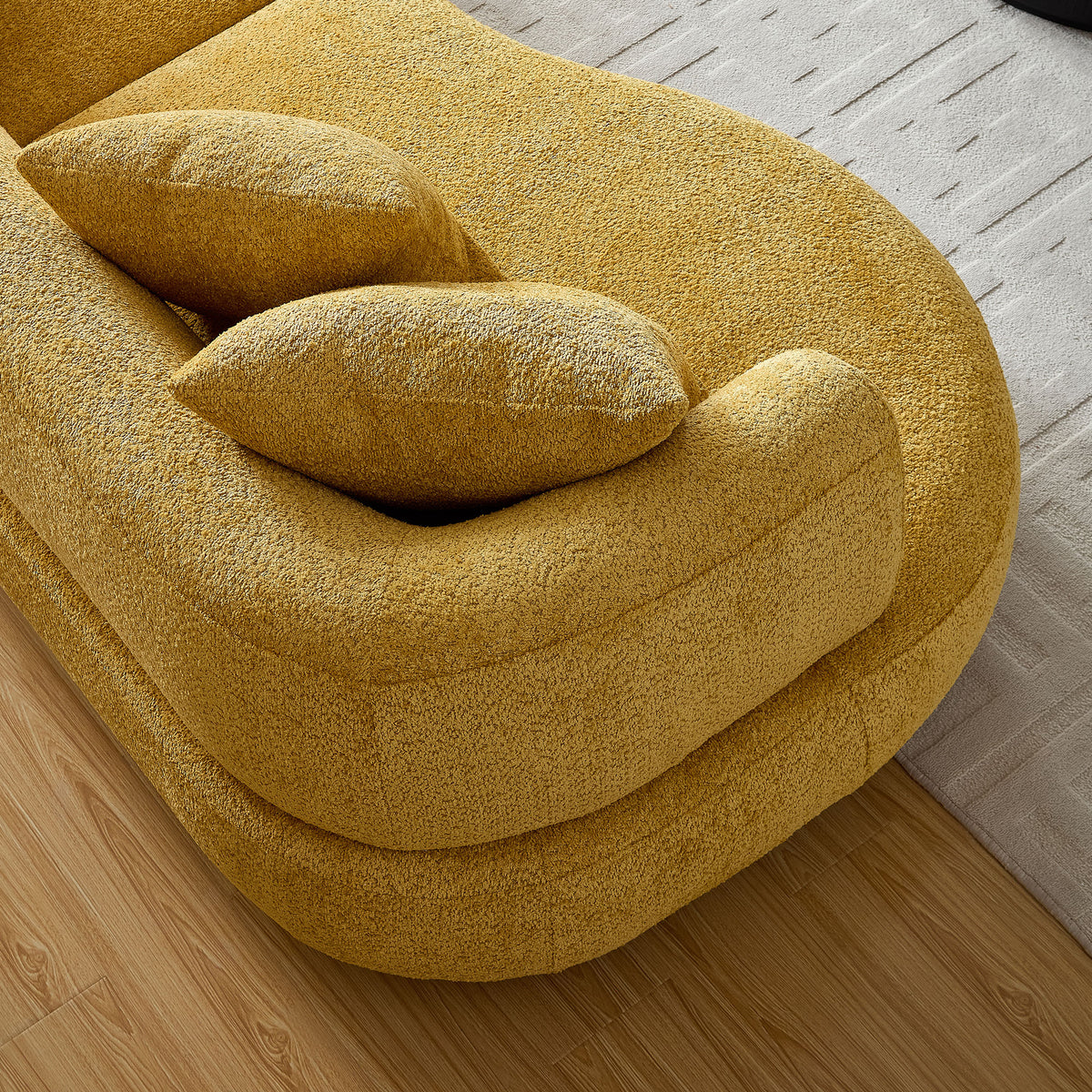 Chic 102.36" Curved 4-Seat Bouclé Sectional with Mid-Century Style