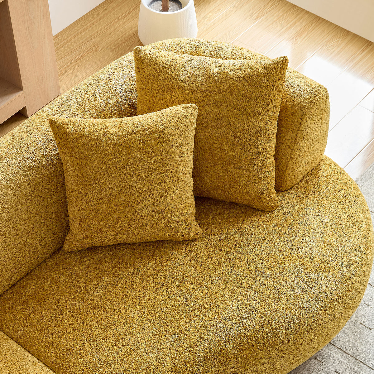 Chic 102.36" Curved 4-Seat Bouclé Sectional with Mid-Century Style