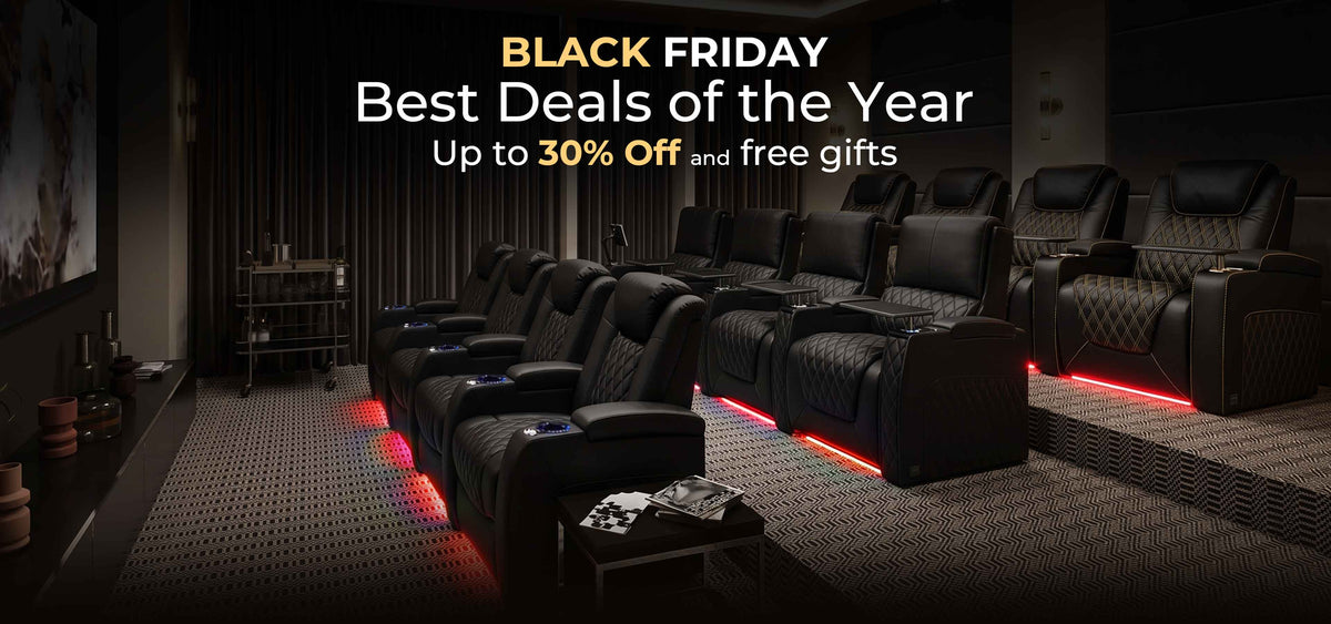 Weilianda Black Friday home theater seating deals with up to 30% off and gifts on qualifying orders