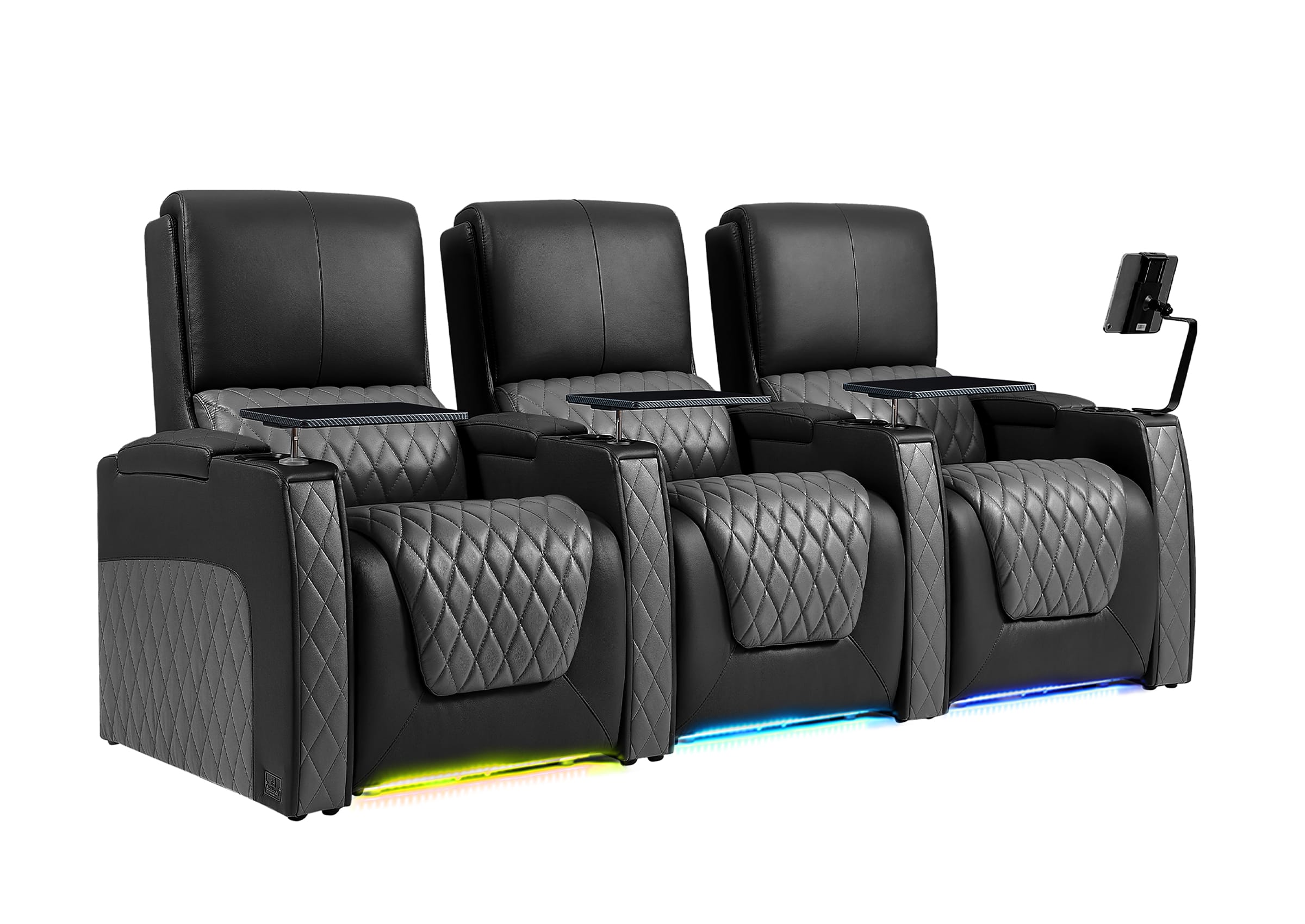 Weilianda AstroUltra Series Black Custom Dual-Color Genuine Leather Recliner with Zero Gravity Couch 3 Seats