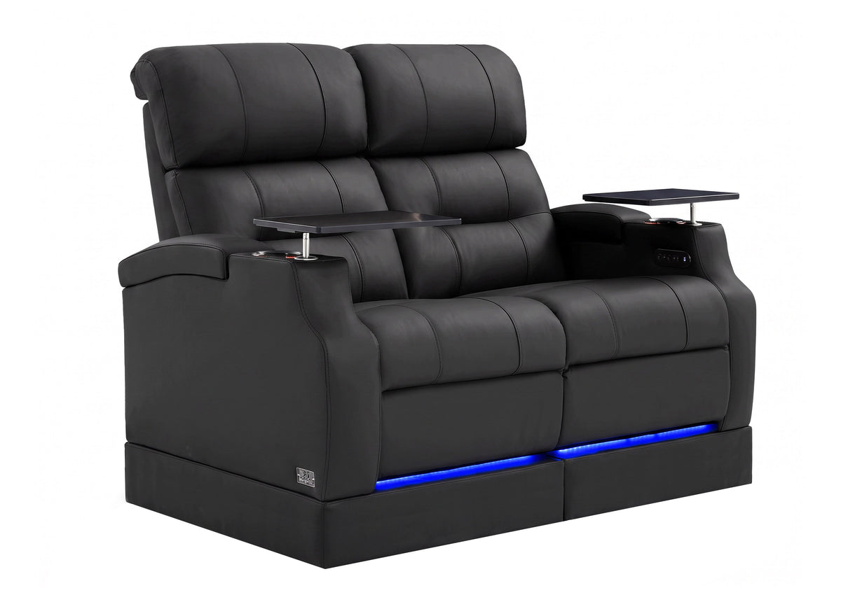 Weilianda Vanguard Riser Series 2-Seat Genuine Leather Sofa | Ambient Lighting for Media Room