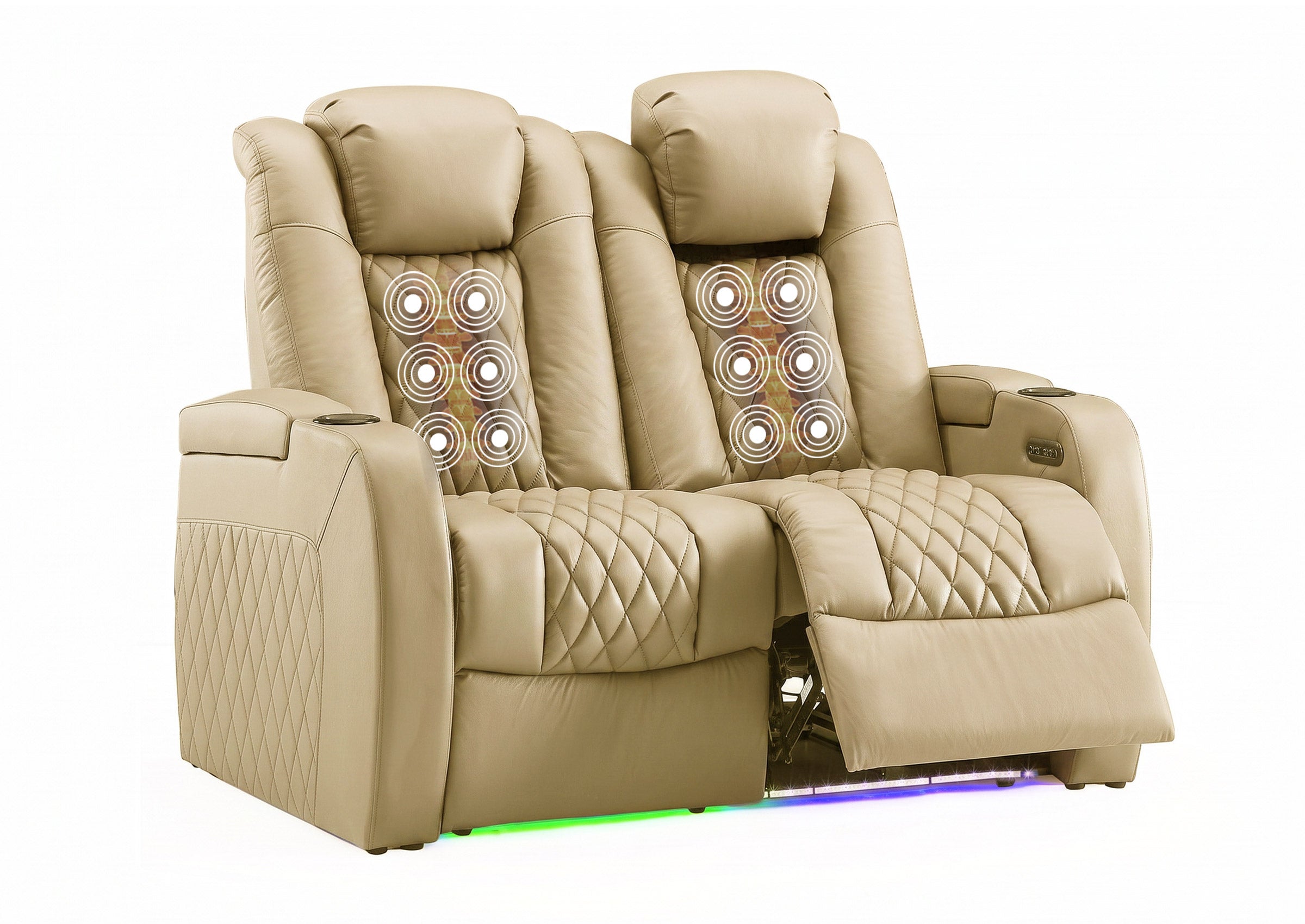 Weilianda FortLux Massage Series Custom 2-Seater Home Theater Recliners | 3-Level Massage, Top-Grain Leather, Zero Gravity, LED Cup Holders