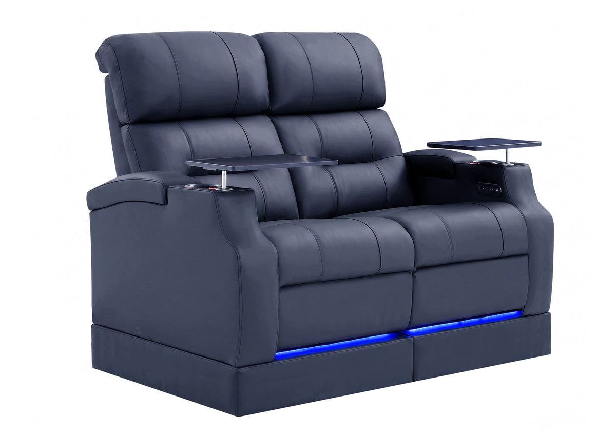 Weilianda Vanguard Riser Series 2-Seat Genuine Leather Sofa | Ambient Lighting for Media Room