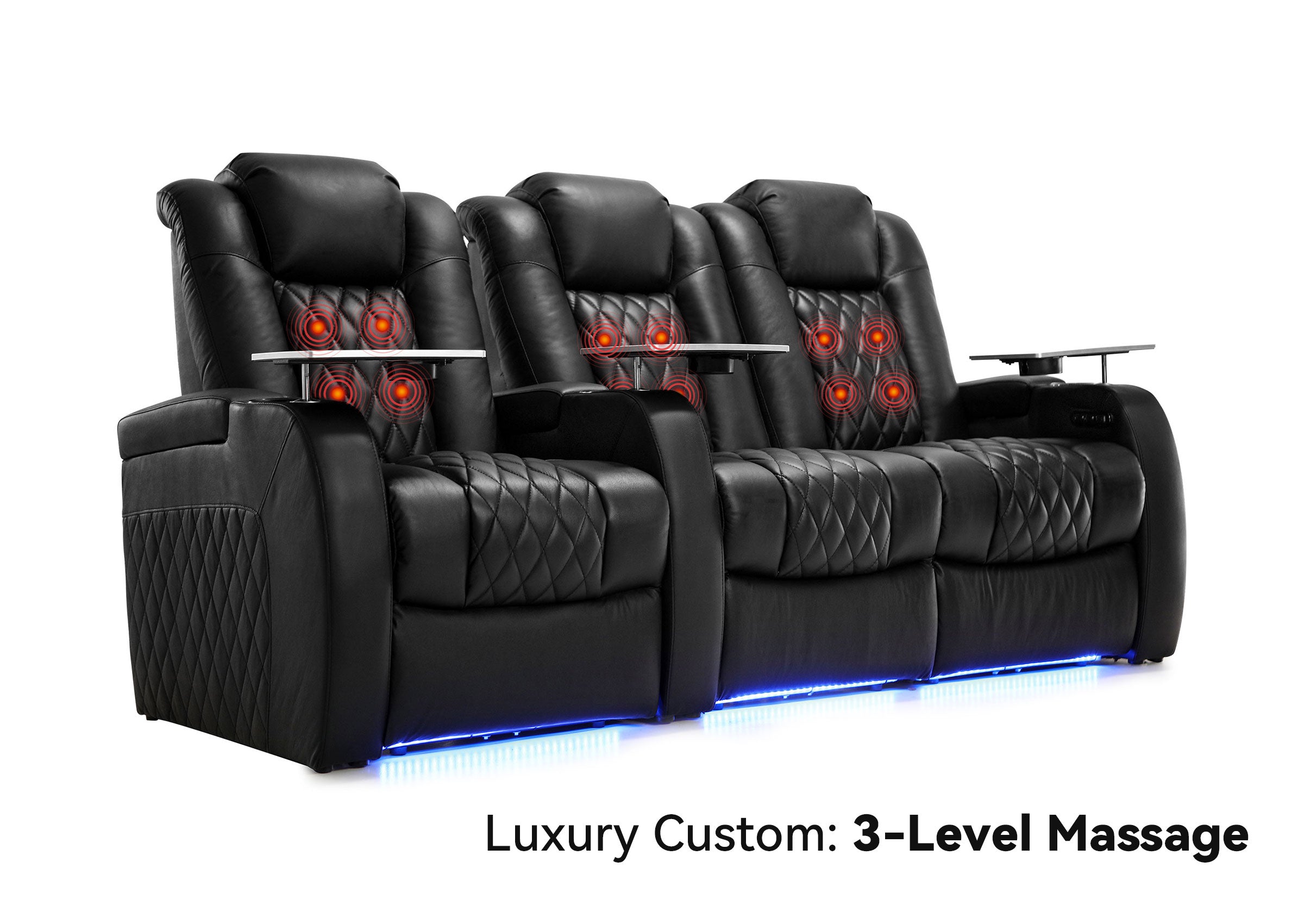 Weilianda Luxury Massage Custom 3-Seater Home Theater Recliners | 3-Level Massage, Top-Grain Leather, Zero Gravity