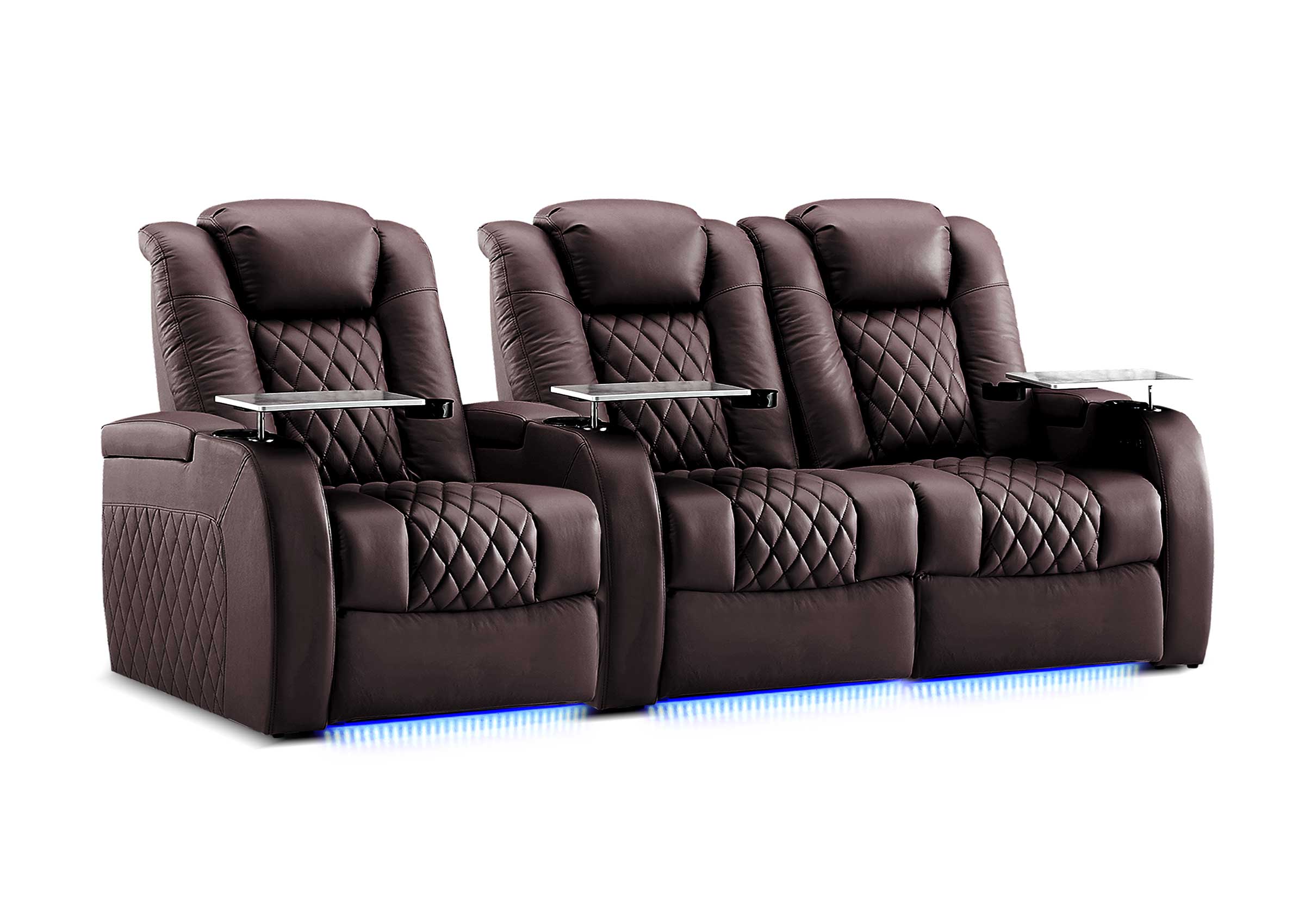 Weilianda FortLux XL Series – Big & Tall Design | Three-Seat Movie Theater Seating with Geniune Leather and USB Charging Ports