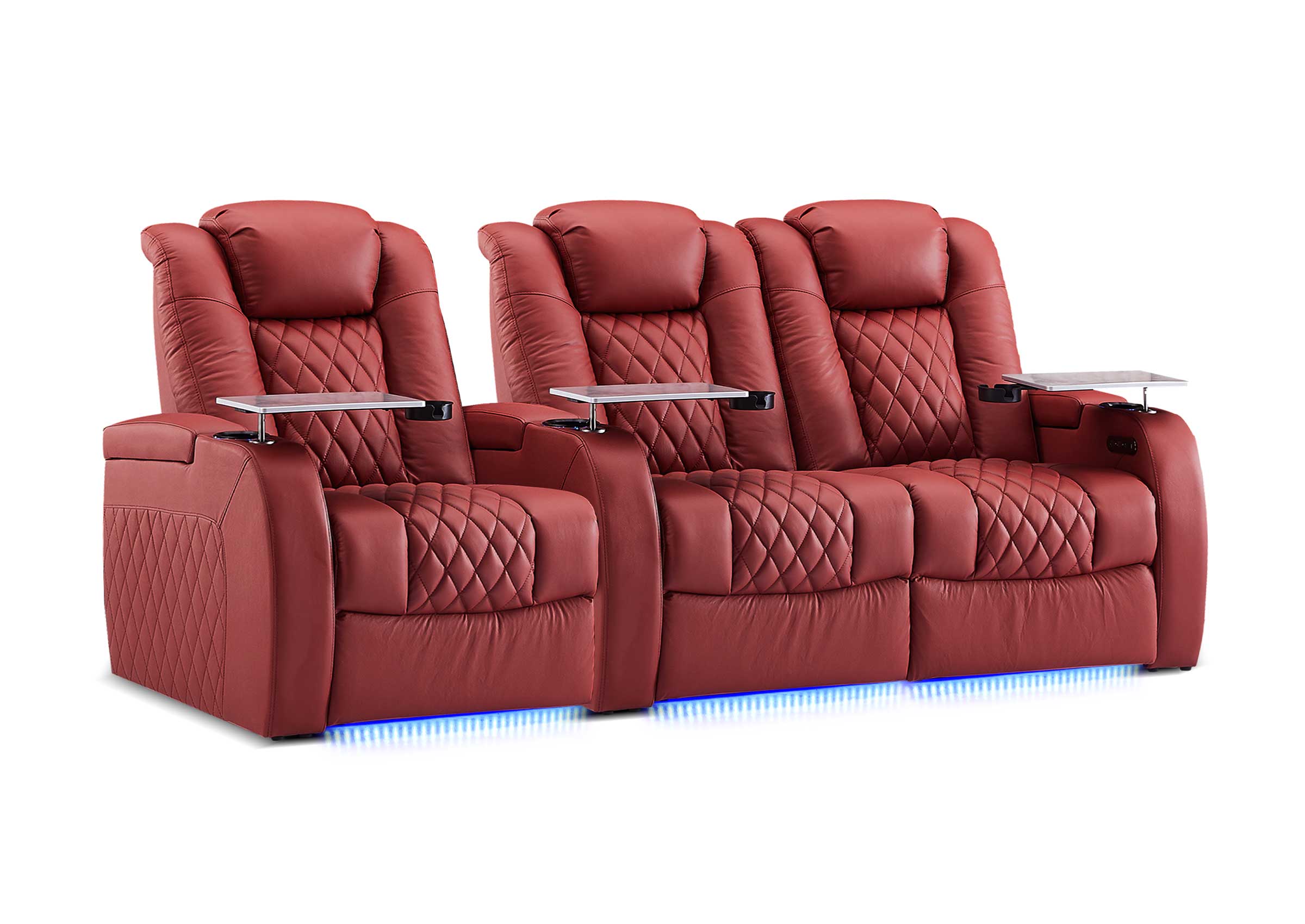 Weilianda FortLux XL Series – Big & Tall Design | Three-Seat Movie Theater Seating with Geniune Leather and USB Charging Ports