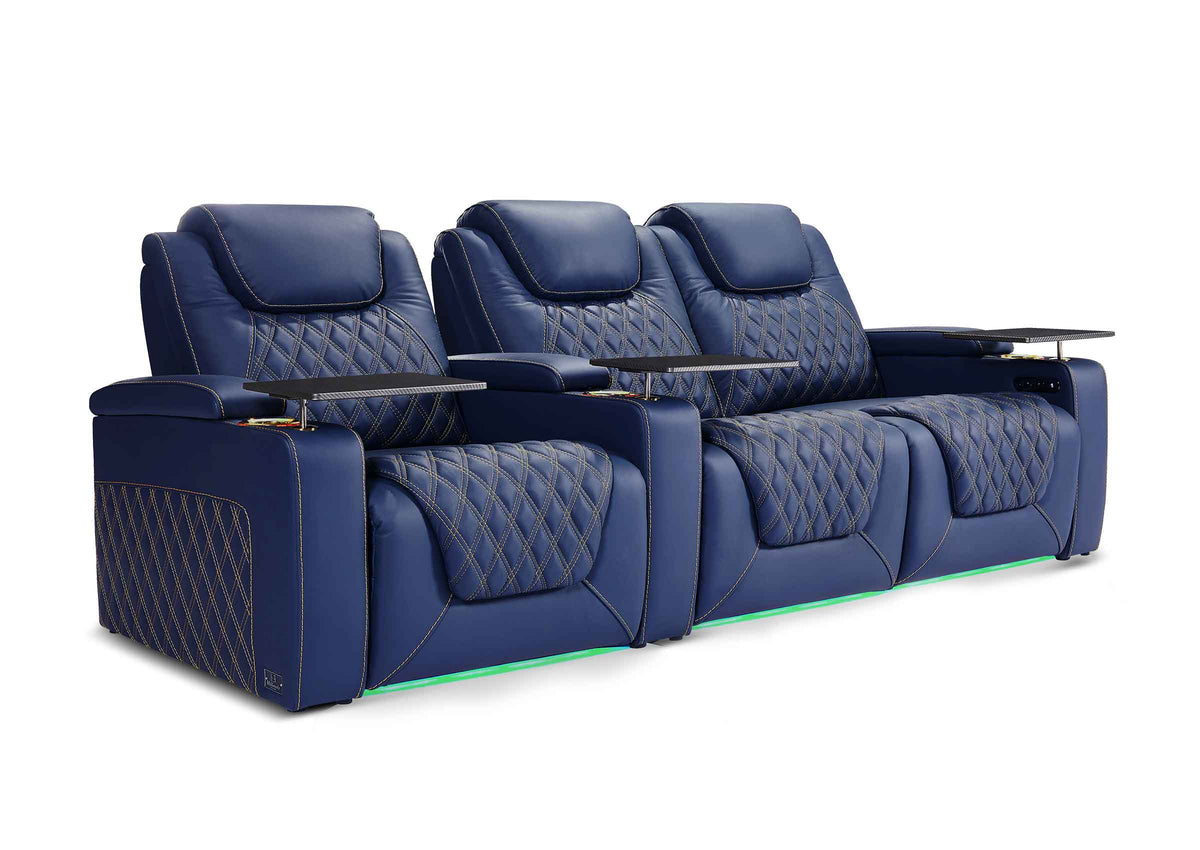 Weilianda Chic XL Series 3-Seat Leather Sofa | Extra-Wide Seating & 7-Color Ambient Lighting