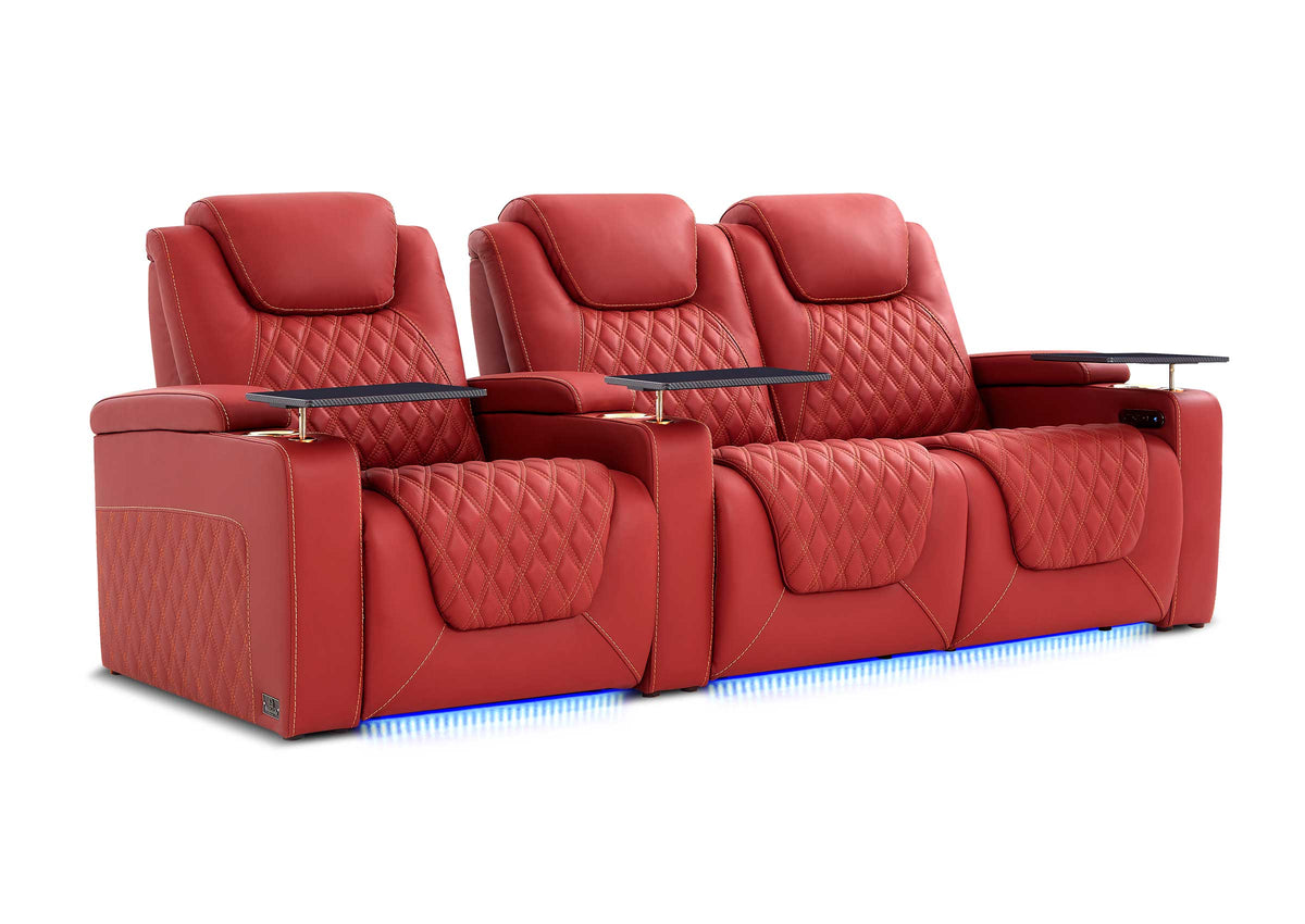 Weilianda Chic XL Series 3-Seat Leather Sofa | Extra-Wide Seating & 7-Color Ambient Lighting