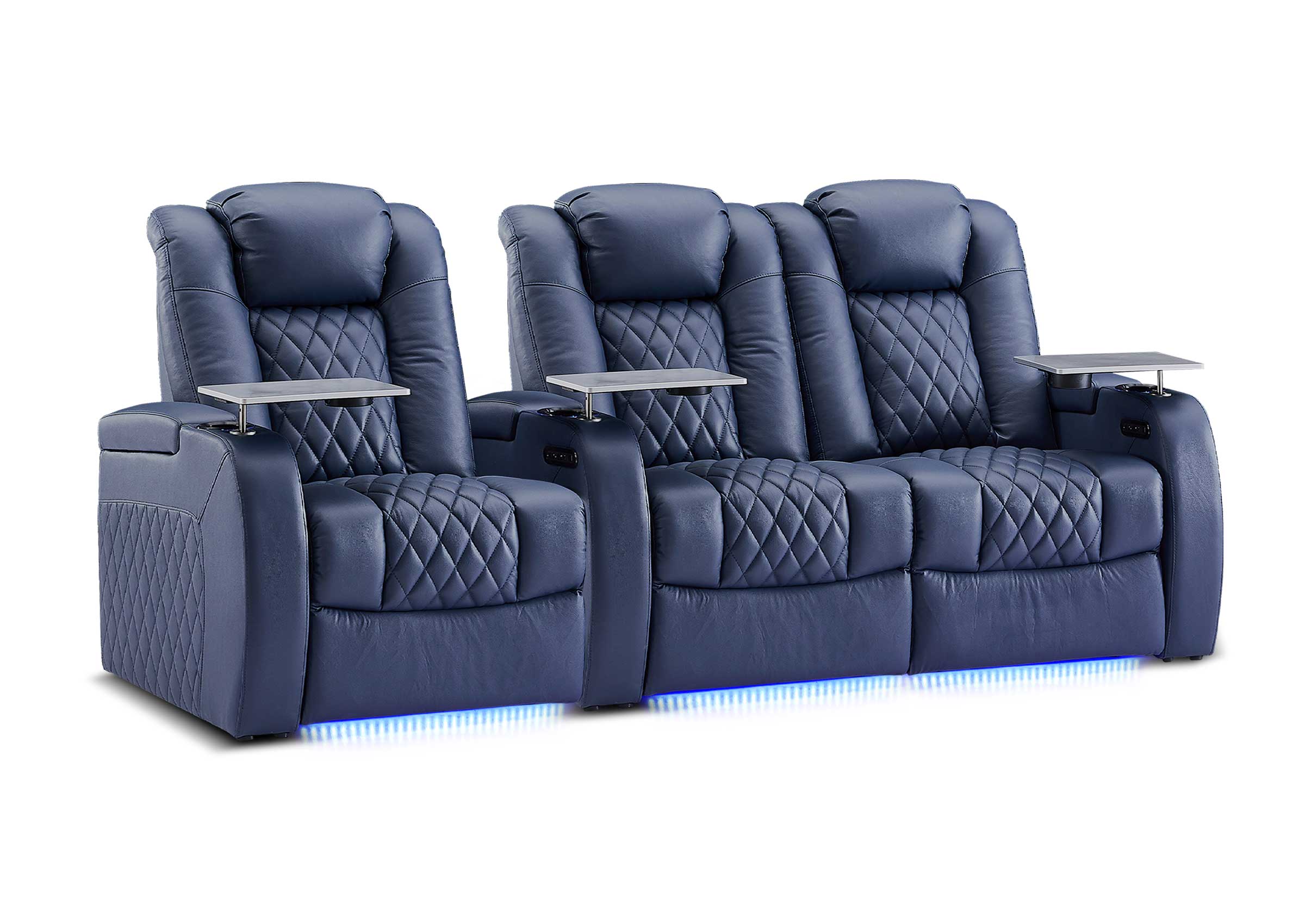 Weilianda FortLux XL Series – Big & Tall Design | Three-Seat Movie Theater Seating with Geniune Leather and USB Charging Ports