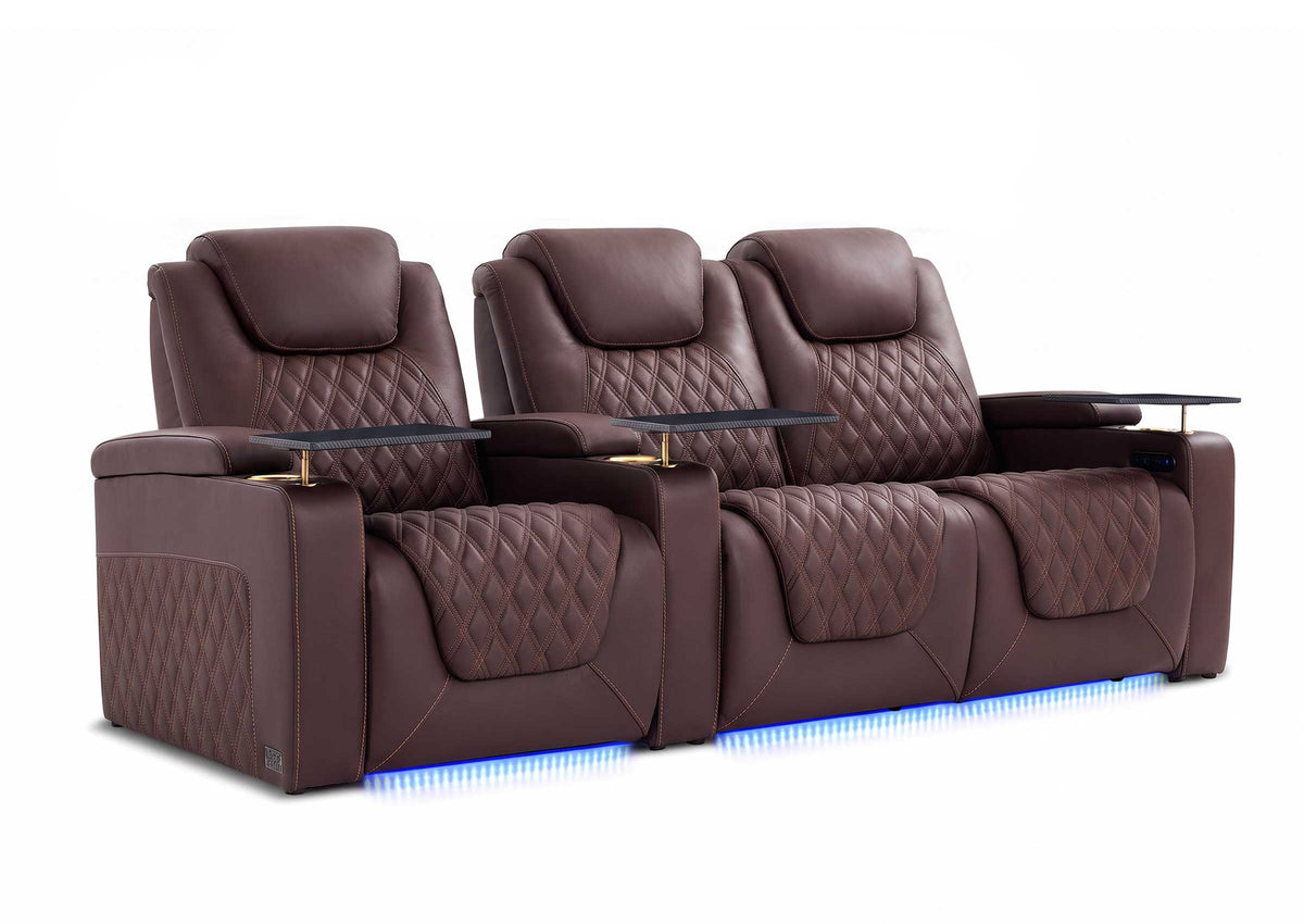 Weilianda Chic XL Series 3-Seat Leather Sofa | Extra-Wide Seating & 7-Color Ambient Lighting
