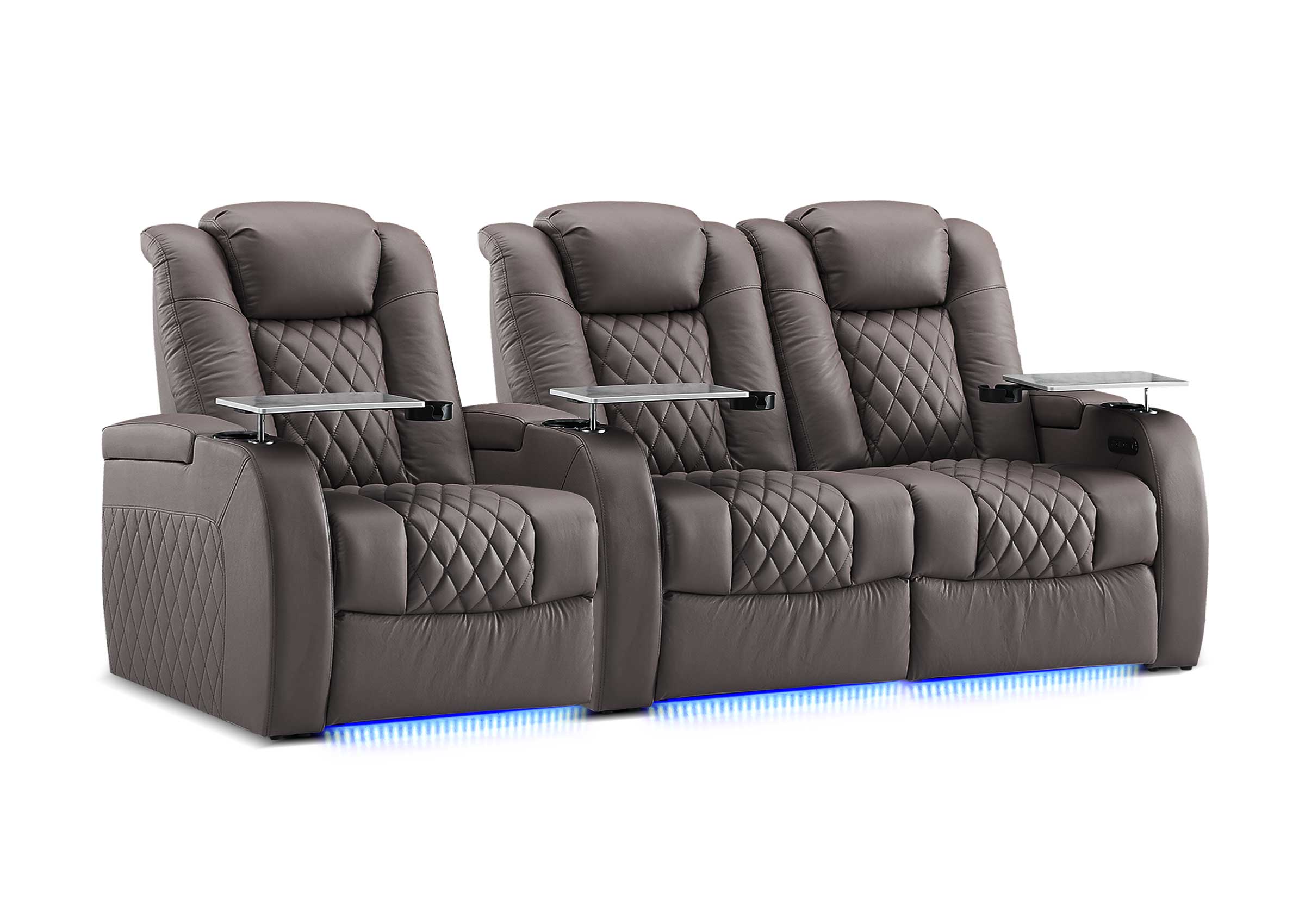Weilianda FortLux XL Series – Big & Tall Design | Three-Seat Movie Theater Seating with Geniune Leather and USB Charging Ports