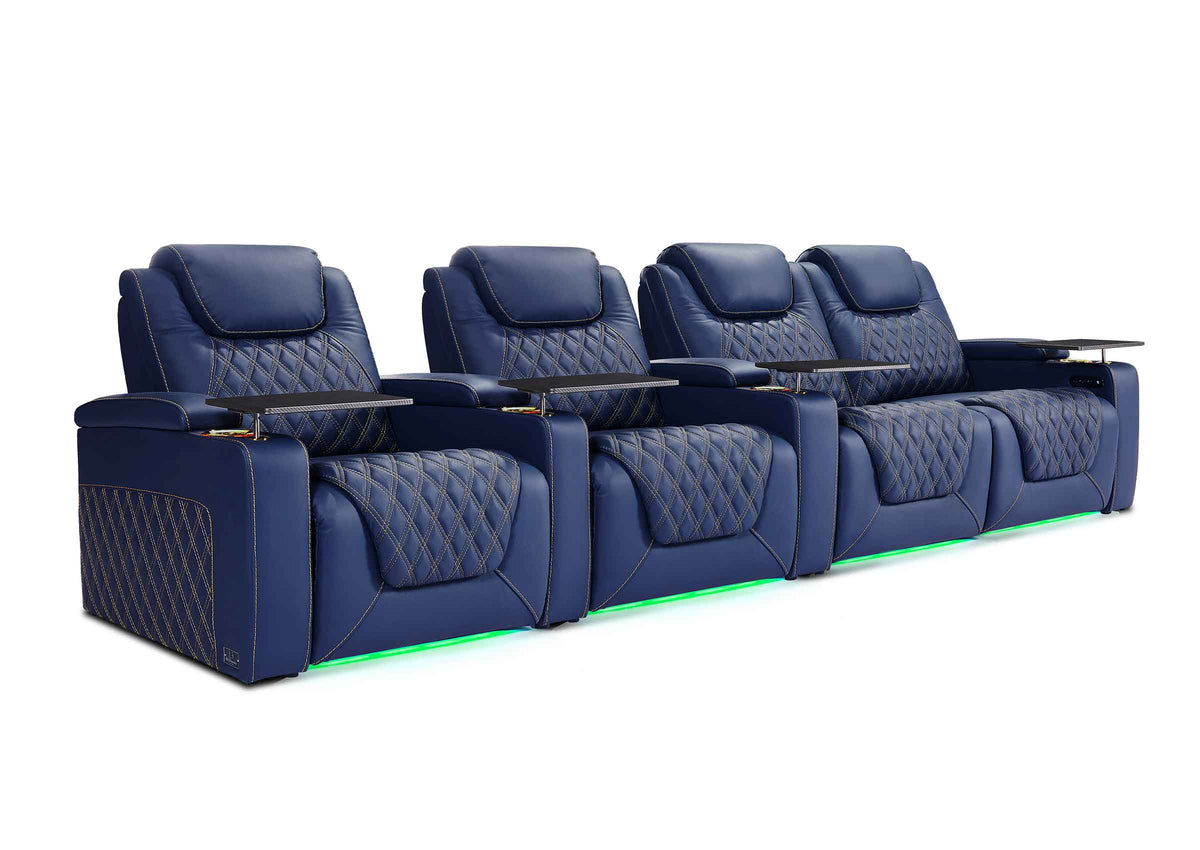 Weilianda Chic XL Series Four Seat Luxury Home Cinema Recliner | Big & Tall Comfort & Top Grain Leather