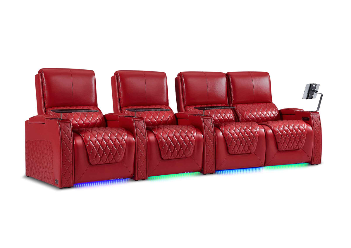 Weilianda AstroUltra XL Series – Big & Tall Design Four Seat Power Recliner | Top Grain Leather & Multi-color Lighting
