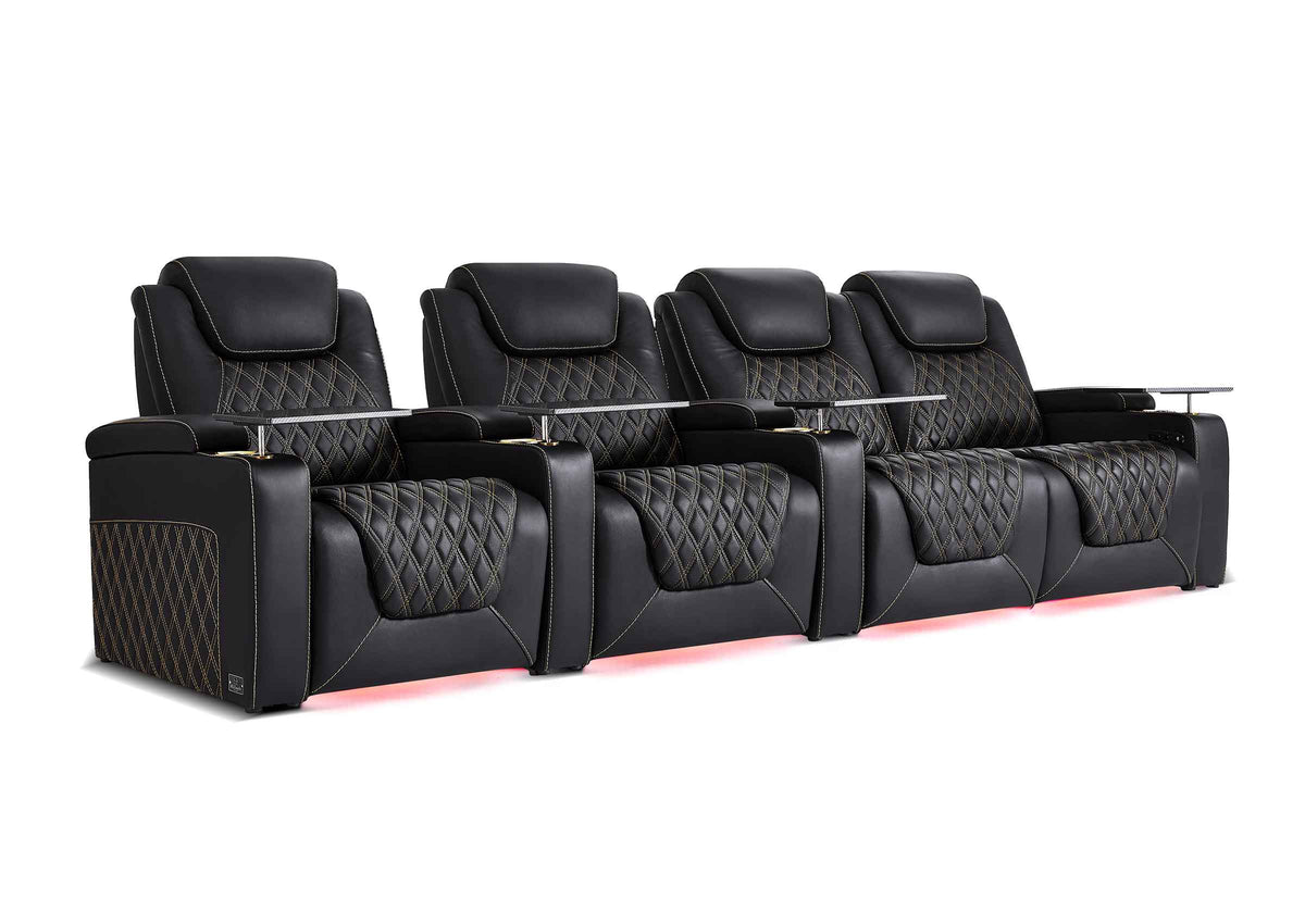 Weilianda Chic XL Series Four Seat Luxury Home Cinema Recliner | Big & Tall Comfort & Top Grain Leather