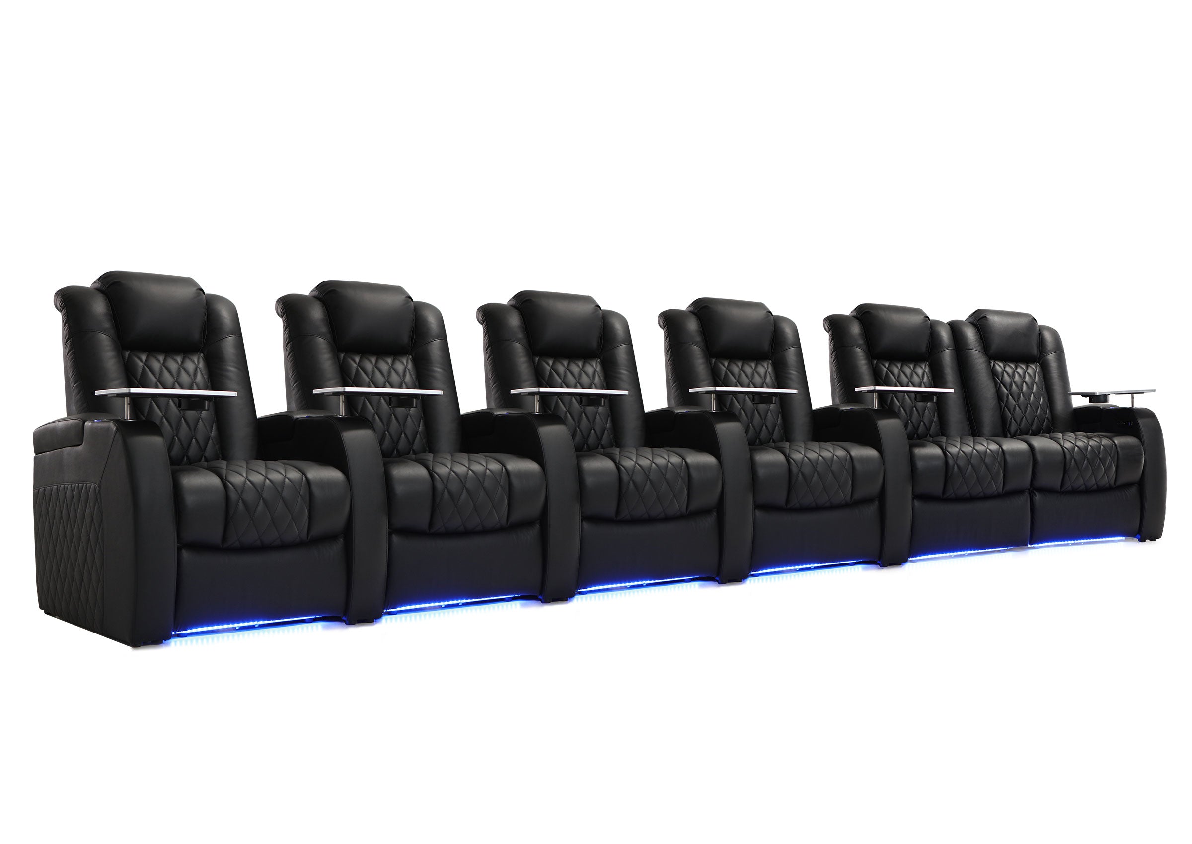 OPENED BOX-CLOSEOUT! Home Theater Seating Power Recliner Row of 6 | Power Headrest & Footrest