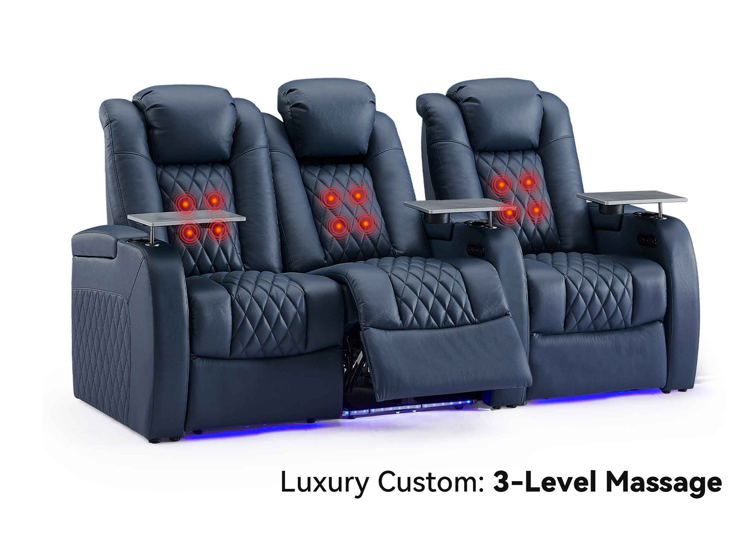 Weilianda Luxury Massage Custom 3-Seater Home Theater Recliners | 3-Level Massage, Top-Grain Leather, Zero Gravity