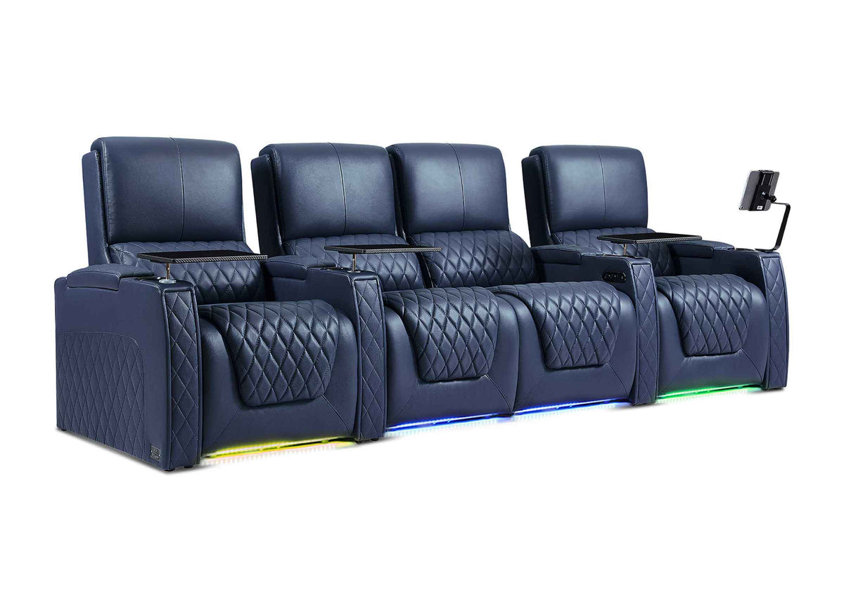Weilianda AstroUltra XL Series – Big & Tall Design Four Seat Power Recliner | Top Grain Leather & Multi-color Lighting