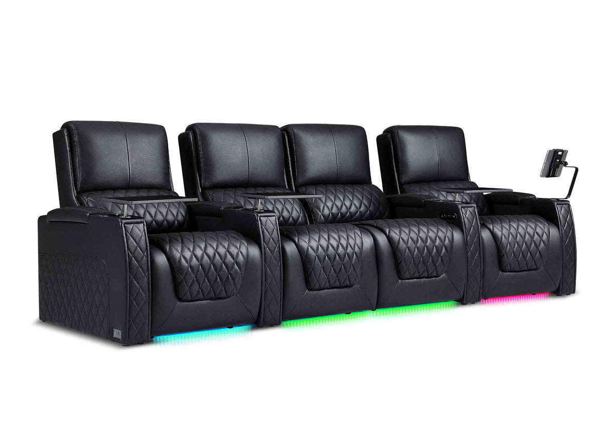 Weilianda AstroUltra XL Series – Big & Tall Design Four Seat Power Recliner | Top Grain Leather & Multi-color Lighting