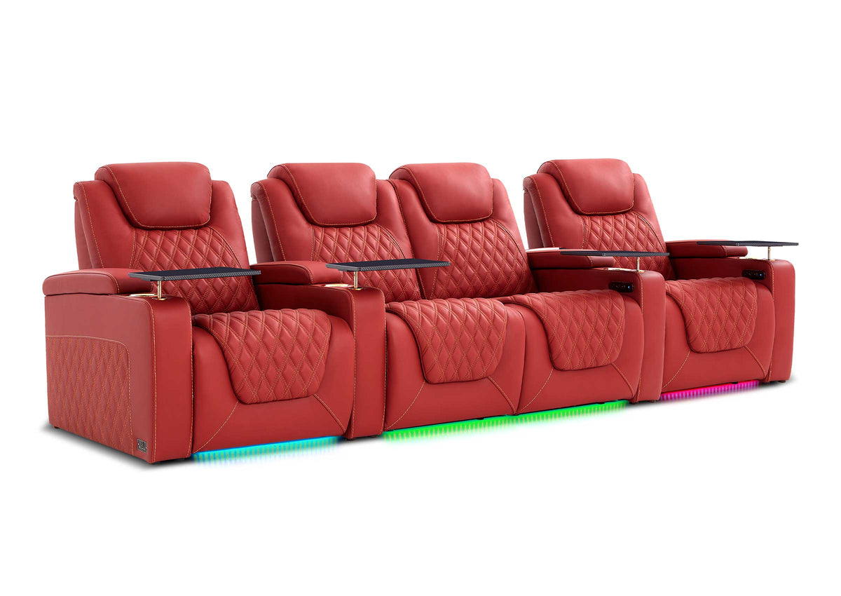 Weilianda Chic XL Series Four Seat Luxury Home Cinema Recliner | Big & Tall Comfort & Top Grain Leather
