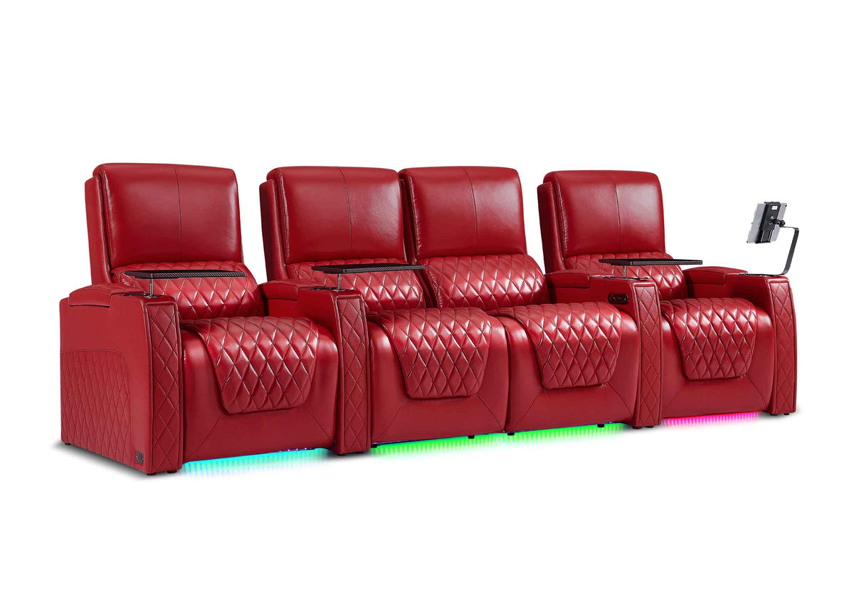 Weilianda AstroUltra XL Series – Big & Tall Design Four Seat Power Recliner | Top Grain Leather & Multi-color Lighting